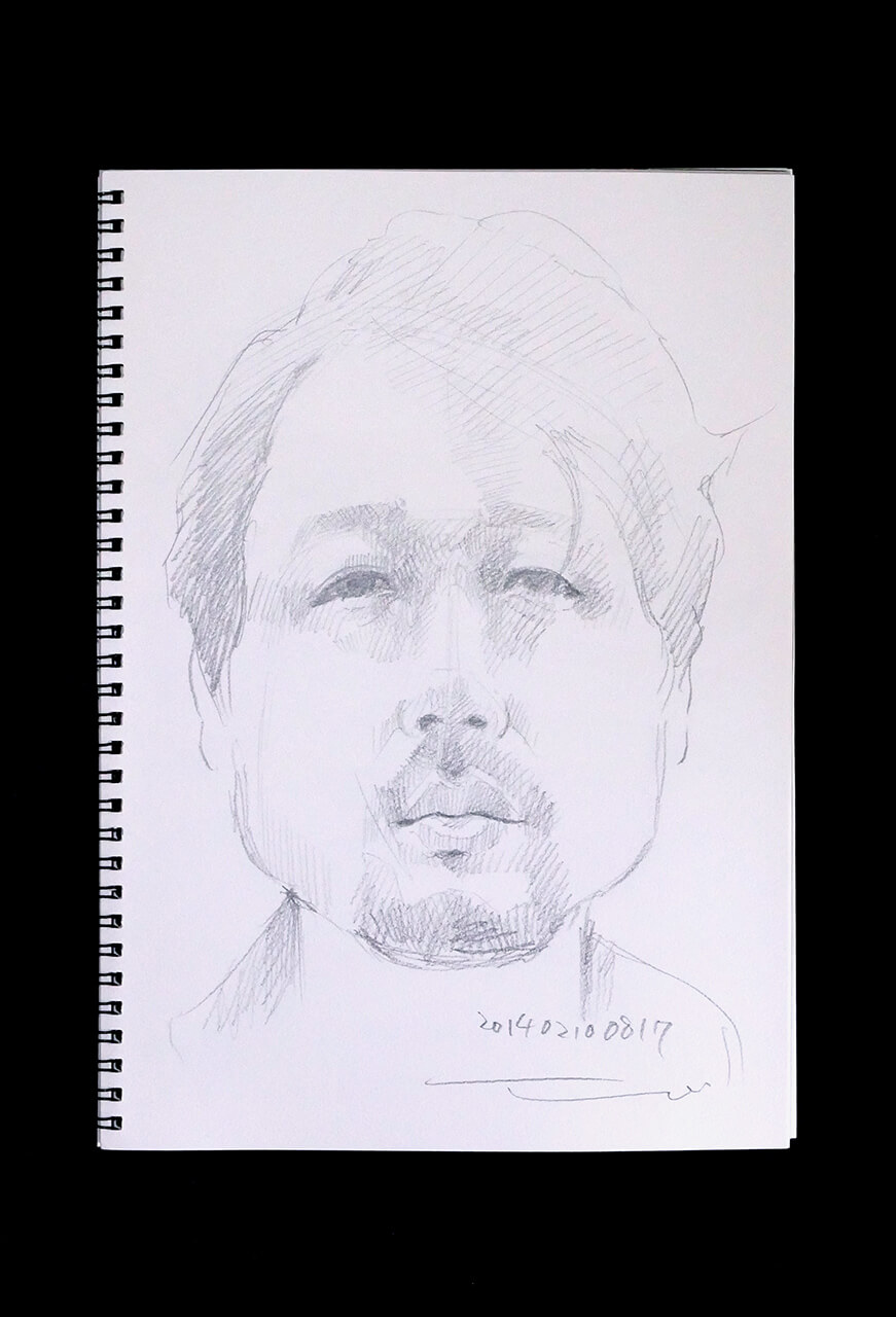 Contemporary artist SHINTAKU Tomoni's 2014/2/10 Self-portrait or pencil drawing