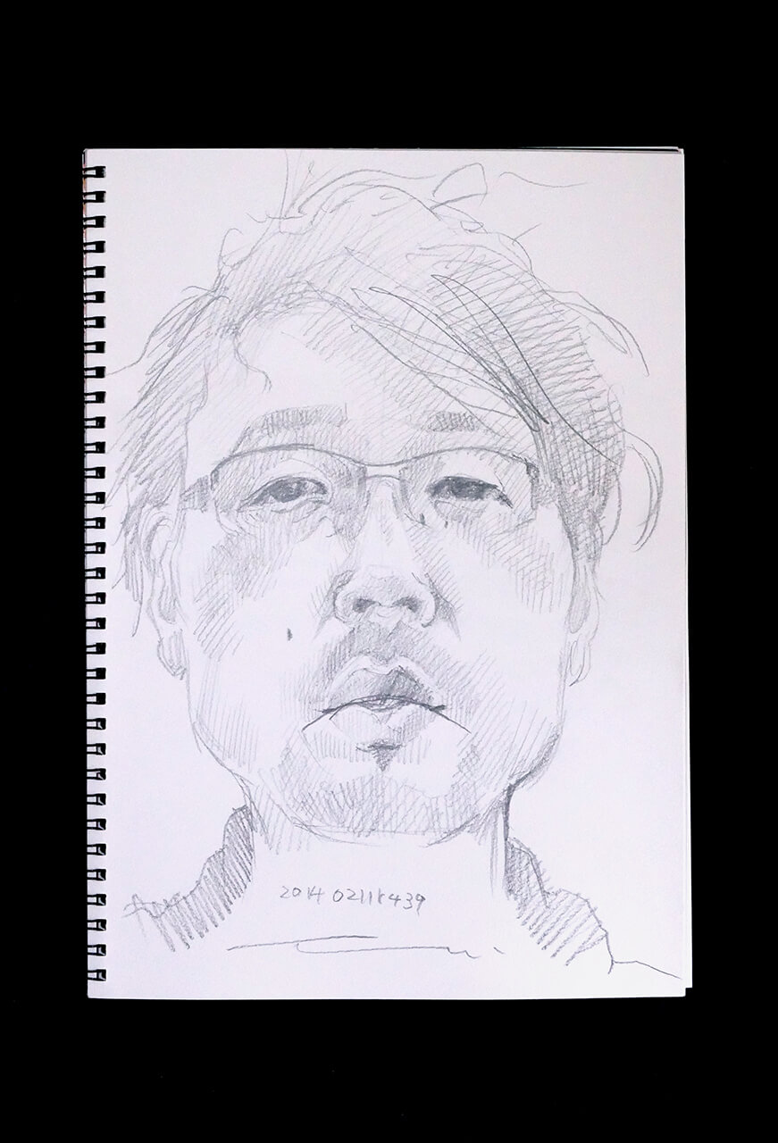 Contemporary artist SHINTAKU Tomoni's 2014/2/11 Self-portrait or pencil drawing