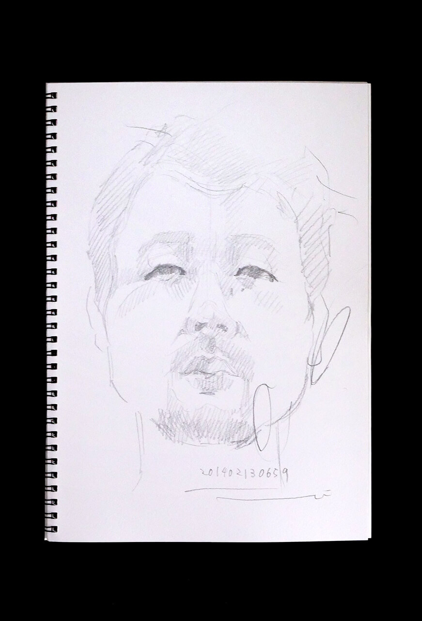 Contemporary artist SHINTAKU Tomoni's 2014/2/13 Self-portrait or pencil drawing