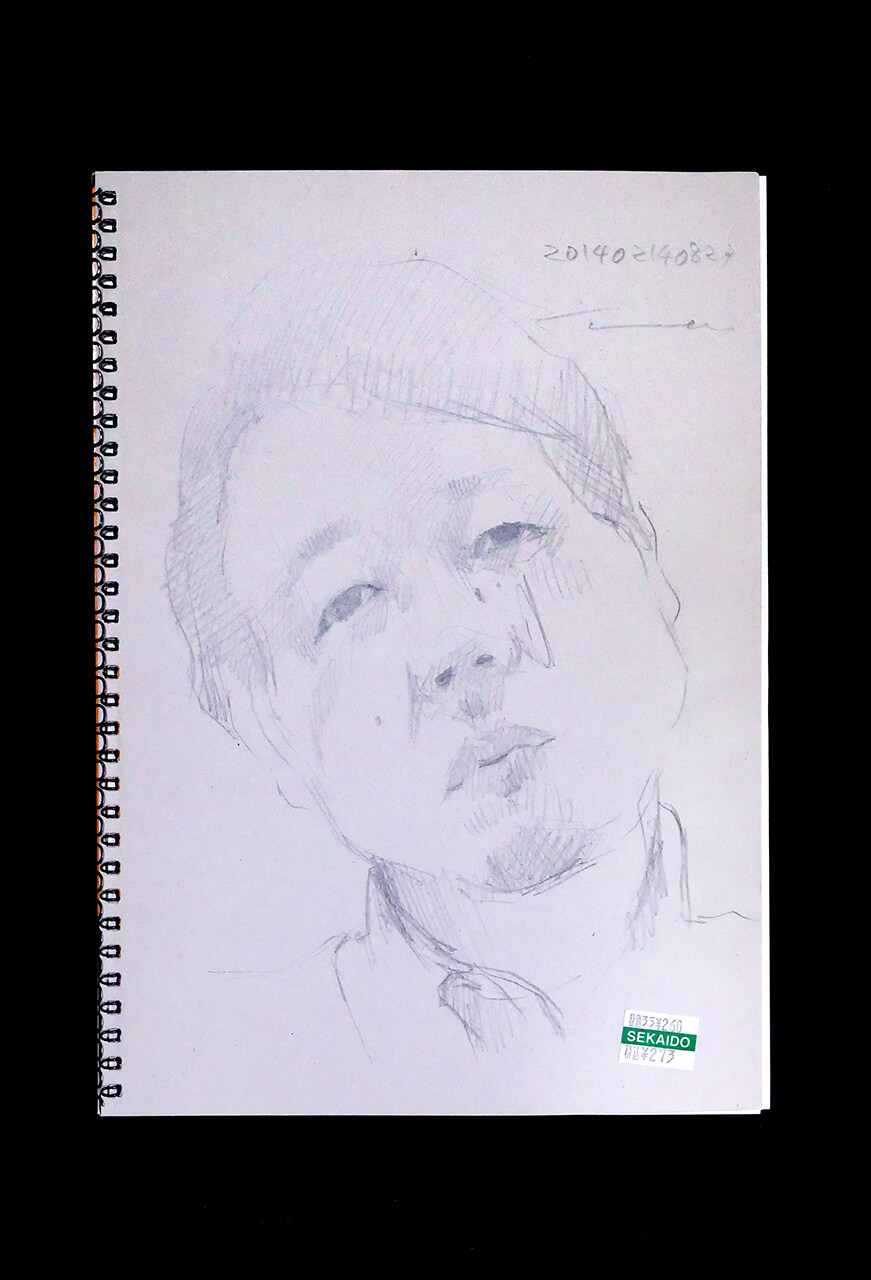Contemporary artist SHINTAKU Tomoni's 2014/2/14 Self-portrait or pencil drawing