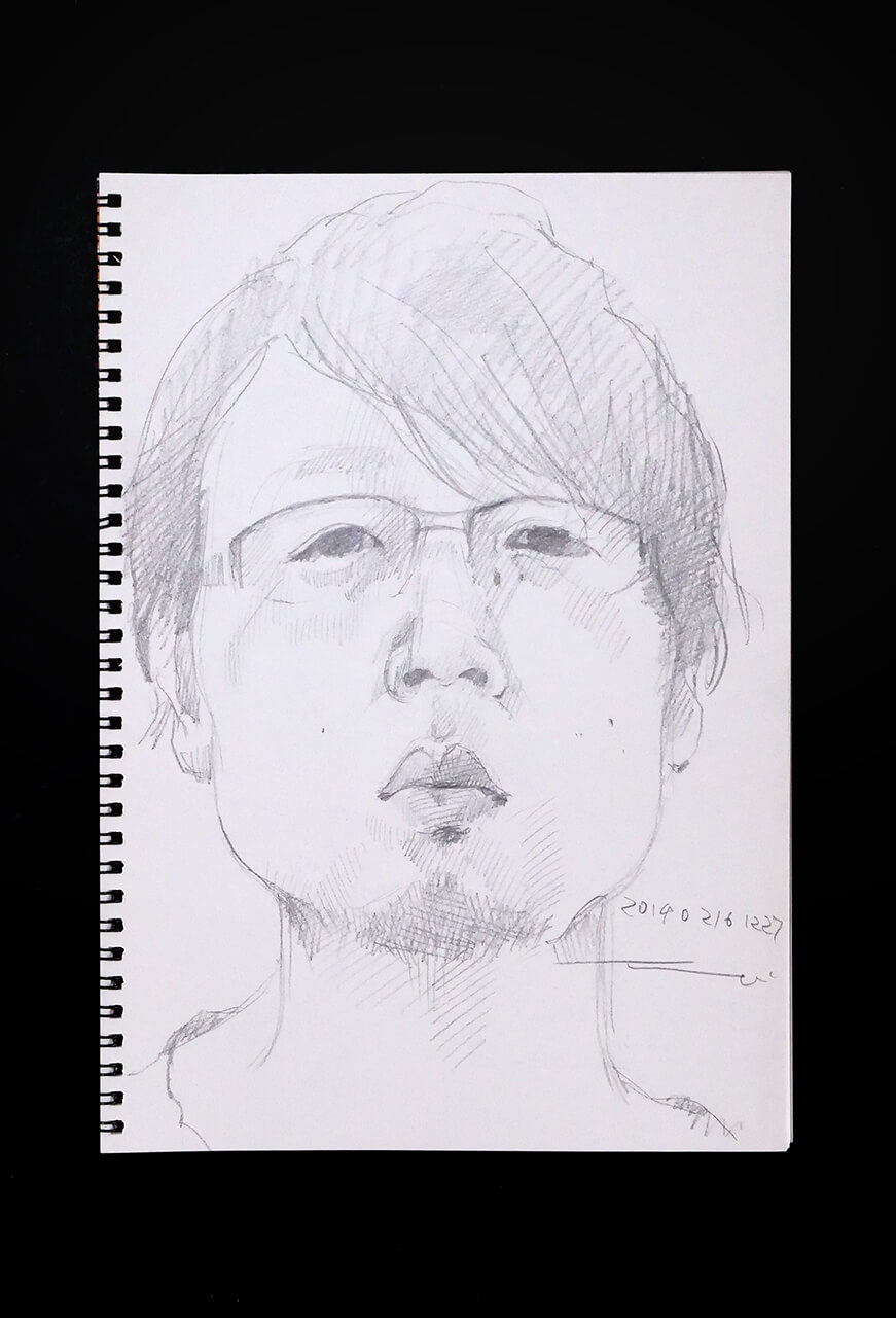 Contemporary artist SHINTAKU Tomoni's 2014/2/16 Self-portrait or pencil drawing