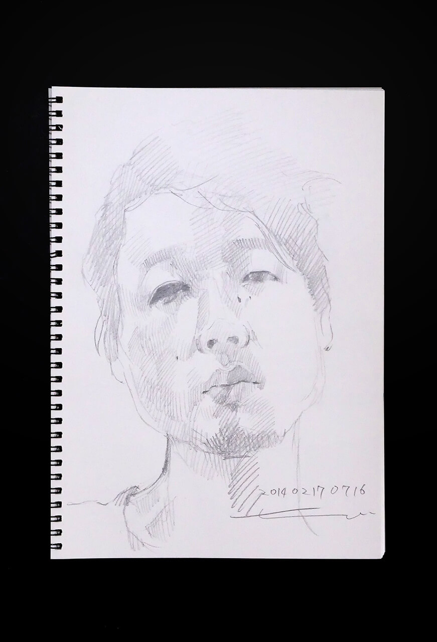Contemporary artist SHINTAKU Tomoni's 2014/2/17 Self-portrait or pencil drawing