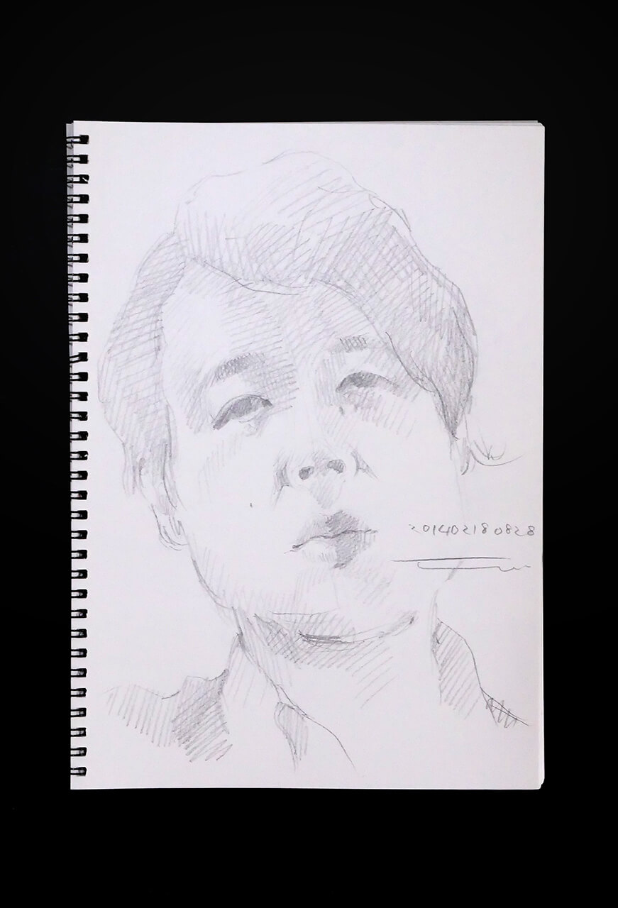 Contemporary artist SHINTAKU Tomoni's 2014/2/18 Self-portrait or pencil drawing