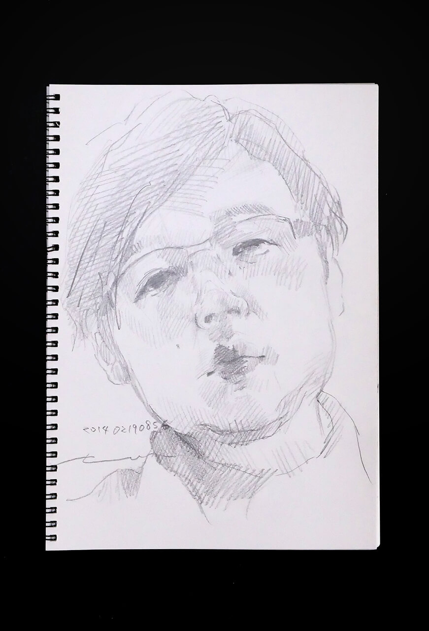 Contemporary artist SHINTAKU Tomoni's 2014/2/19 Self-portrait or pencil drawing