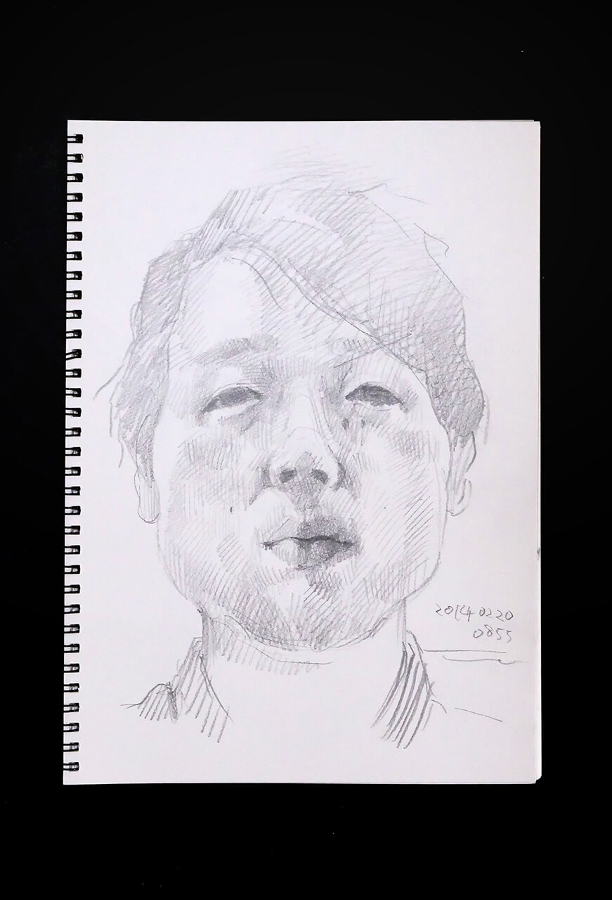 Contemporary artist SHINTAKU Tomoni's 2014/2/20 Self-portrait or pencil drawing