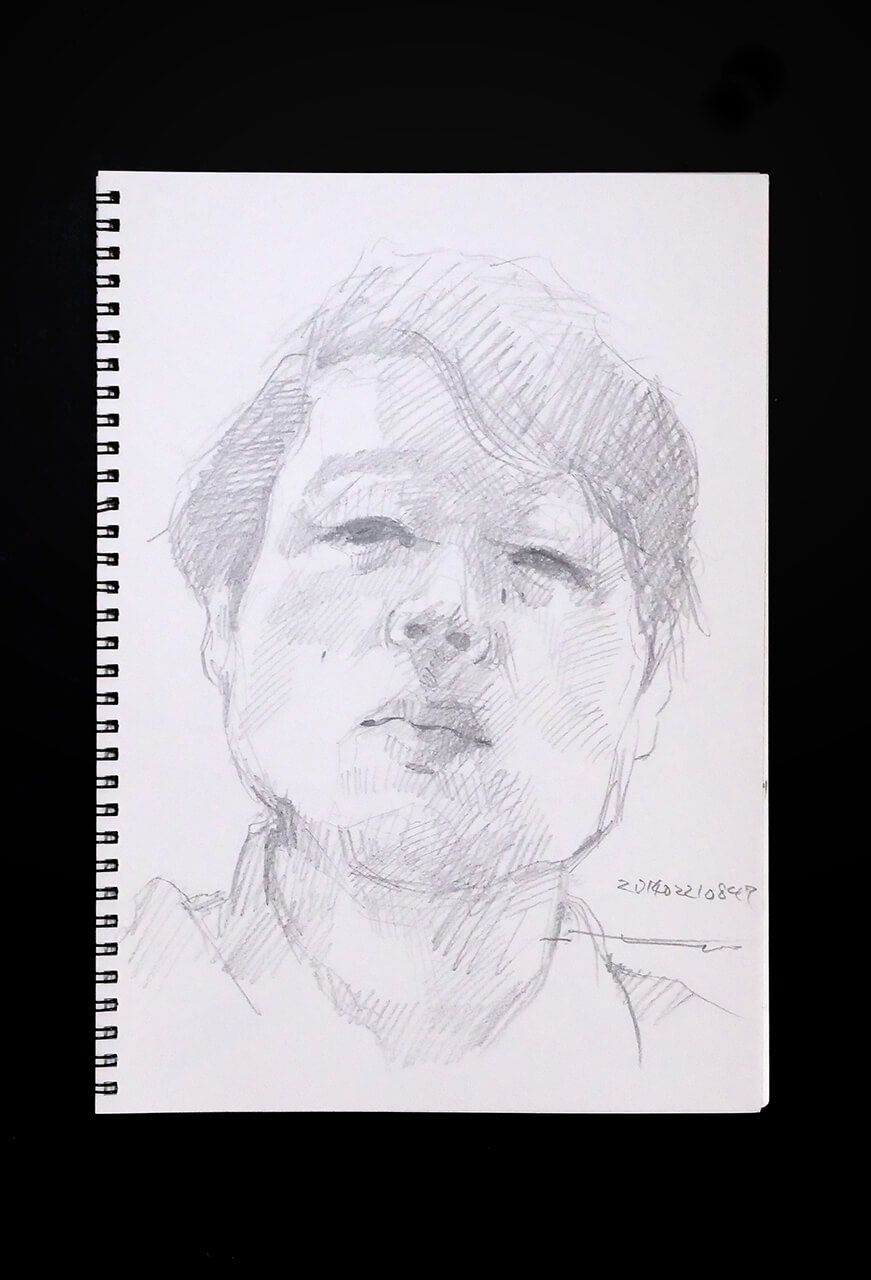 Contemporary artist SHINTAKU Tomoni's 2014/2/21 Self-portrait or pencil drawing