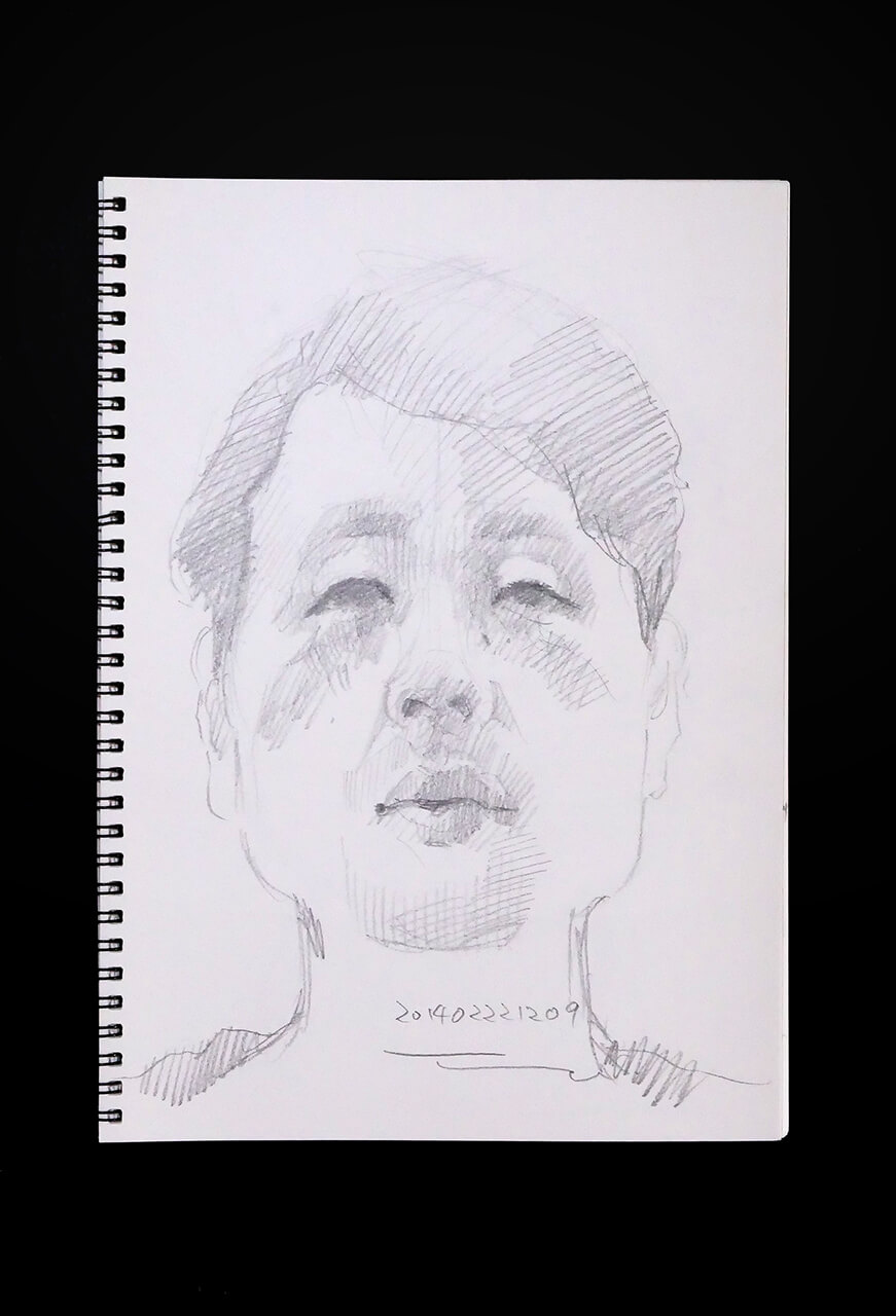 Contemporary artist SHINTAKU Tomoni's 2014/2/22 Self-portrait or pencil drawing