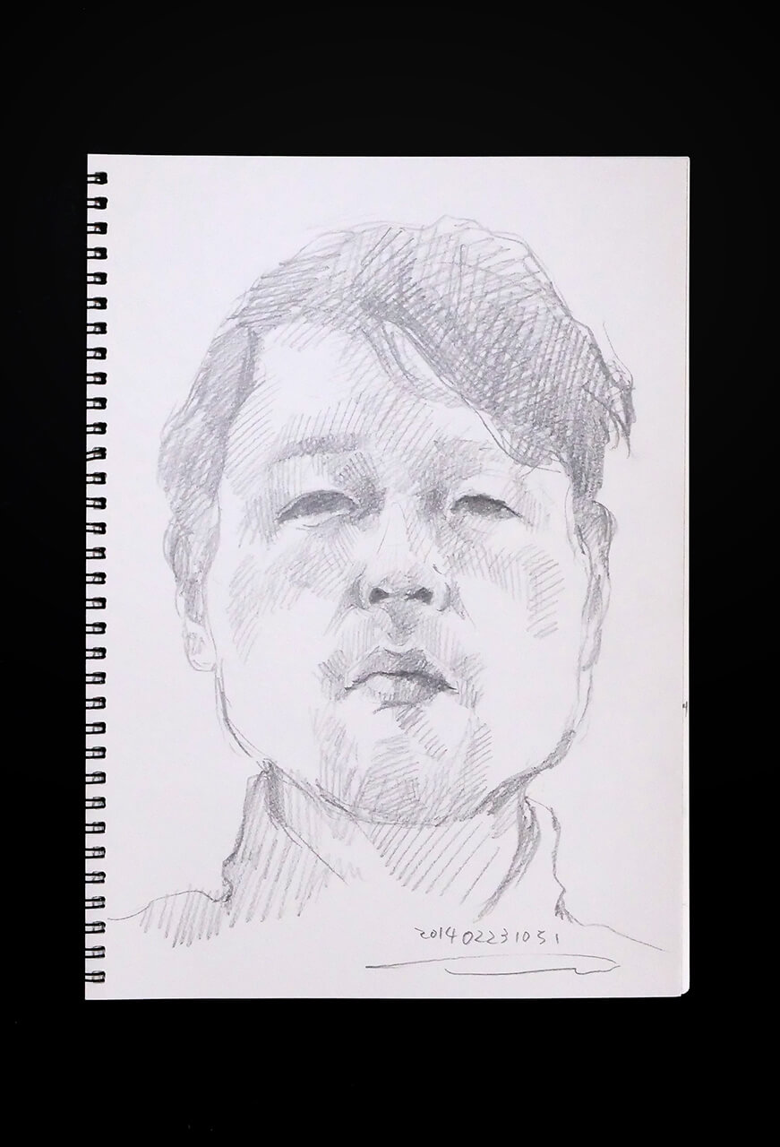Contemporary artist SHINTAKU Tomoni's 2014/2/23 Self-portrait or pencil drawing