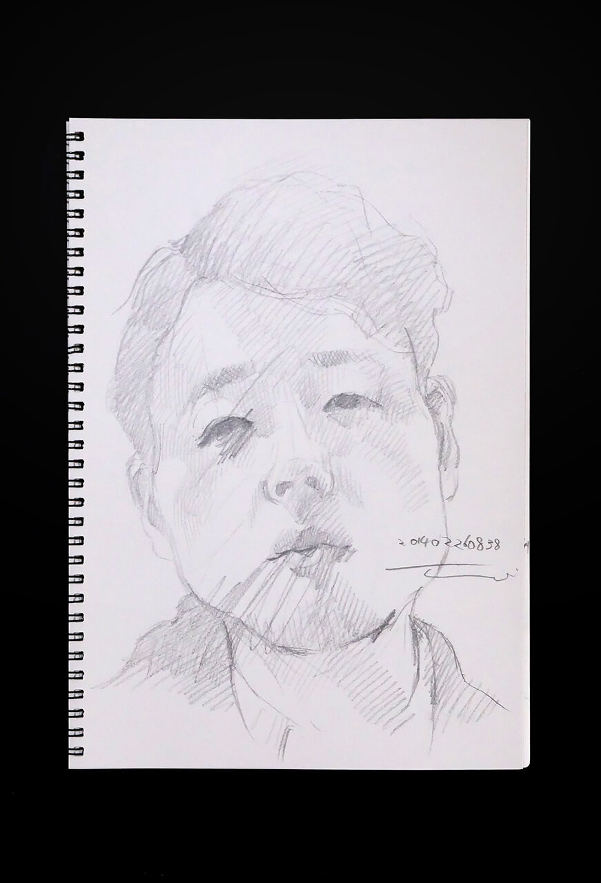 Contemporary artist SHINTAKU Tomoni's 2014/2/26 Self-portrait or pencil drawing