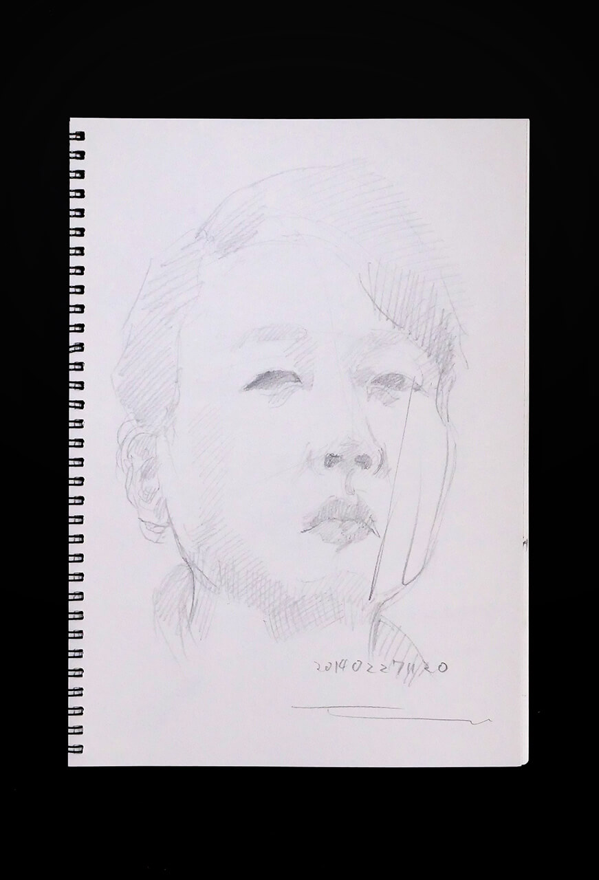Contemporary artist SHINTAKU Tomoni's 2014/2/27 Self-portrait or pencil drawing