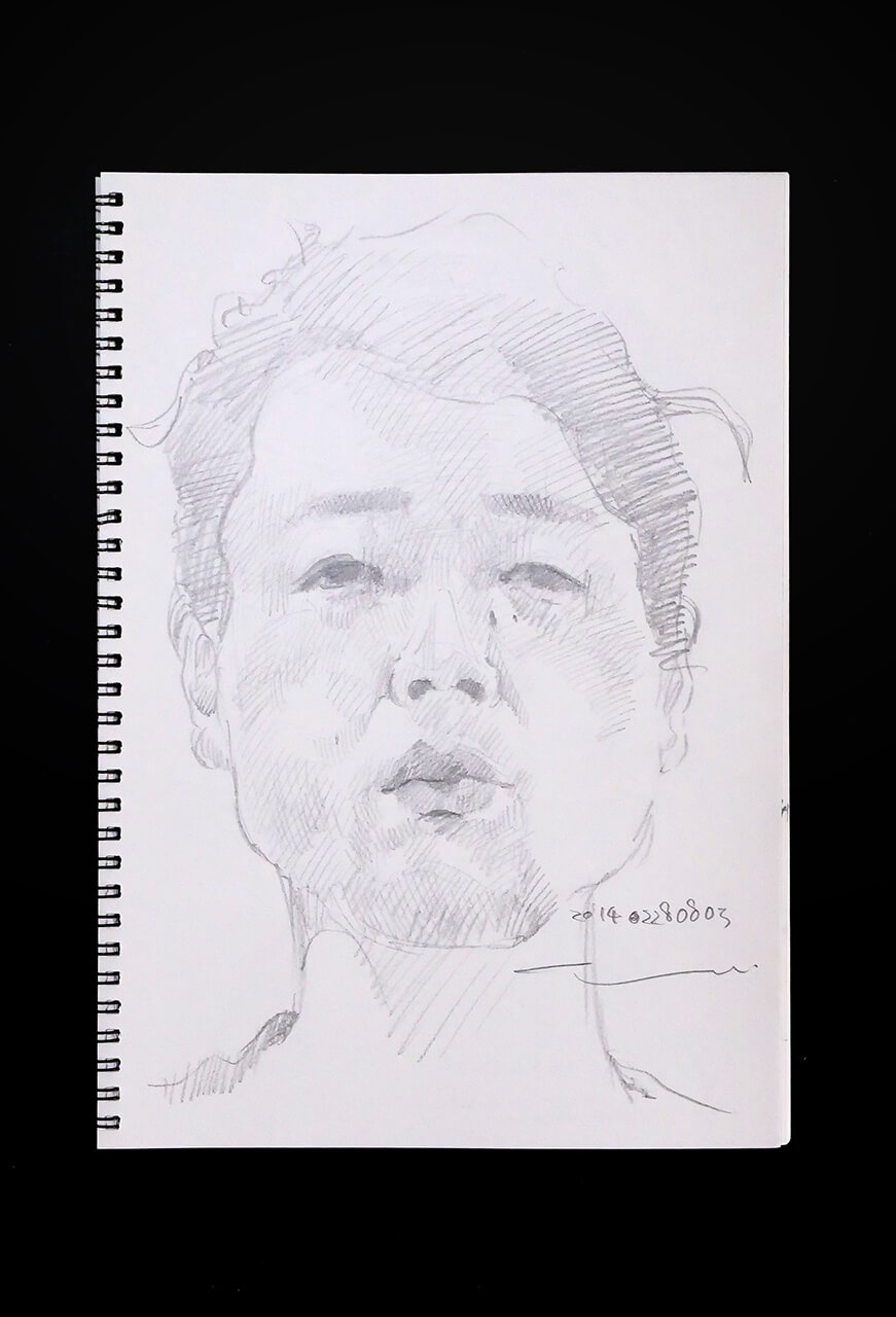 Contemporary artist SHINTAKU Tomoni's 2014/2/28 Self-portrait or pencil drawing
