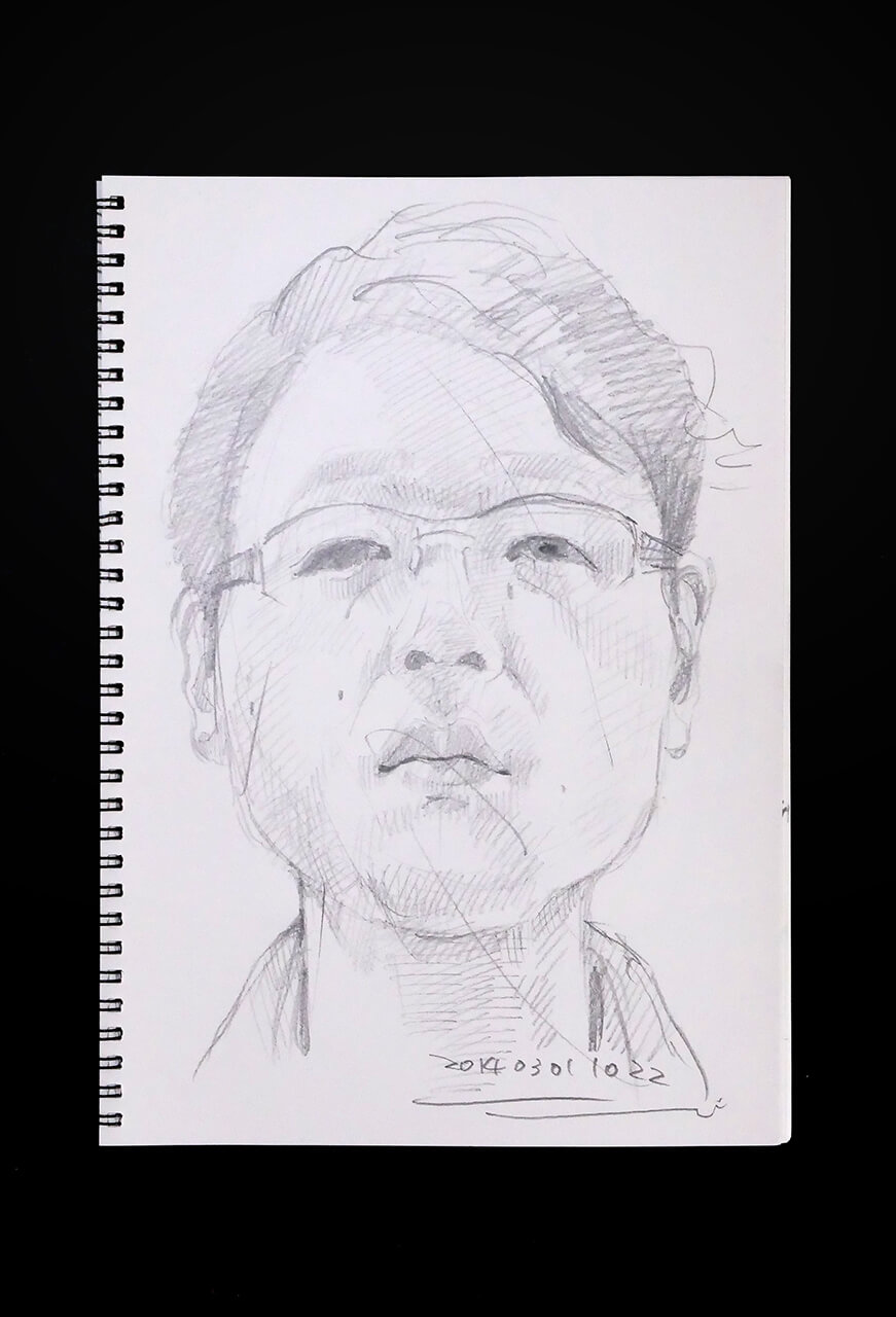 Contemporary artist SHINTAKU Tomoni's 2014/3/1 Self-portrait or pencil drawing