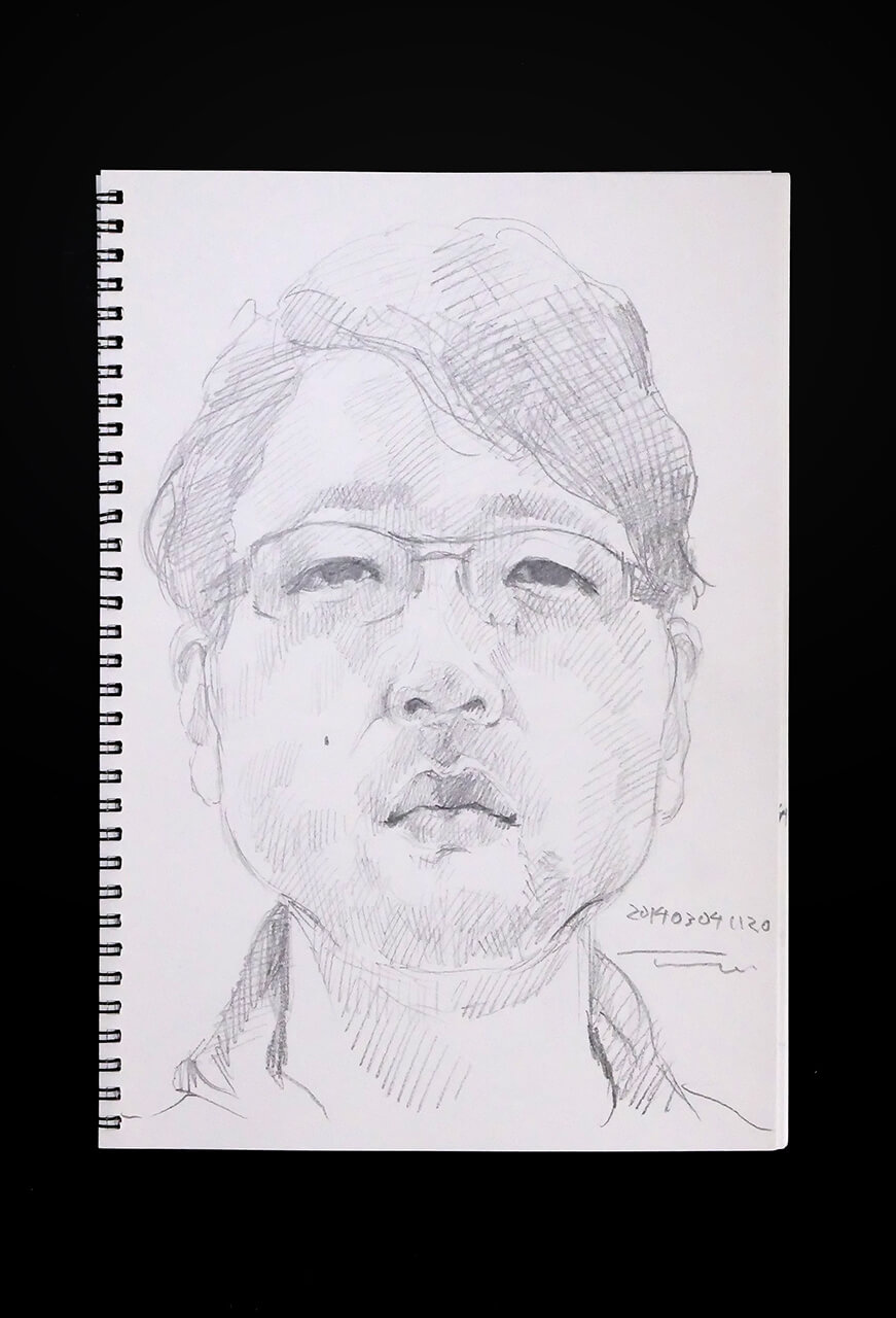 Contemporary artist SHINTAKU Tomoni's 2014/3/4 Self-portrait or pencil drawing