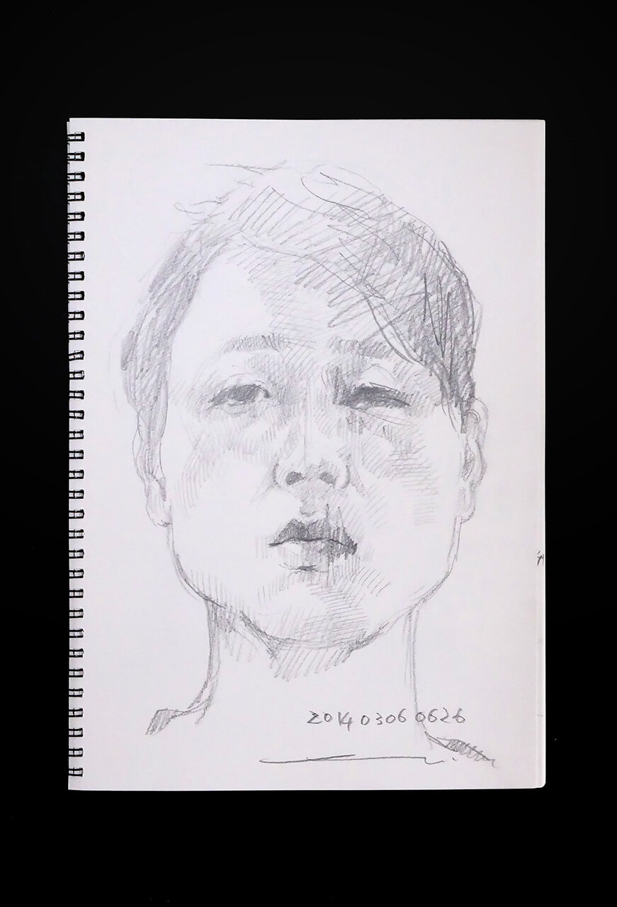 Contemporary artist SHINTAKU Tomoni's 2014/3/6 Self-portrait or pencil drawing
