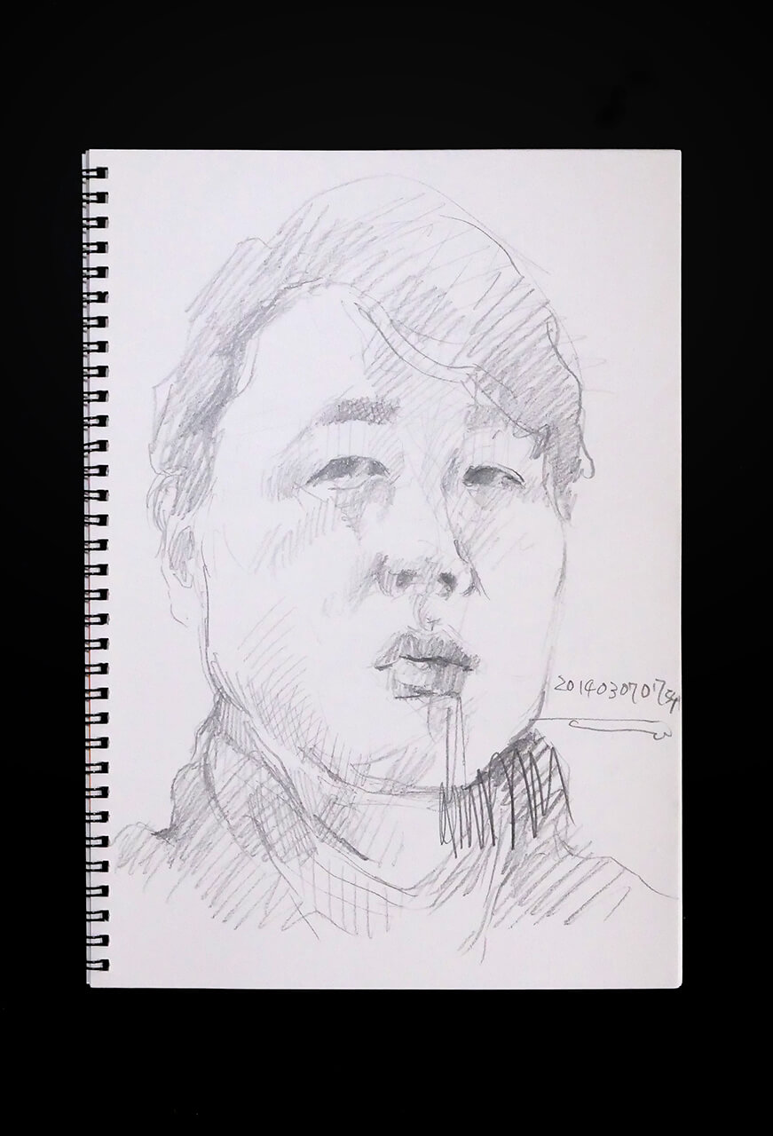 Contemporary artist SHINTAKU Tomoni's 2014/3/7 Self-portrait or pencil drawing