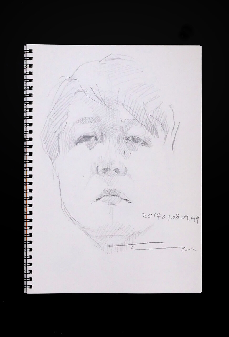 Contemporary artist SHINTAKU Tomoni's 2014/3/8 Self-portrait or pencil drawing