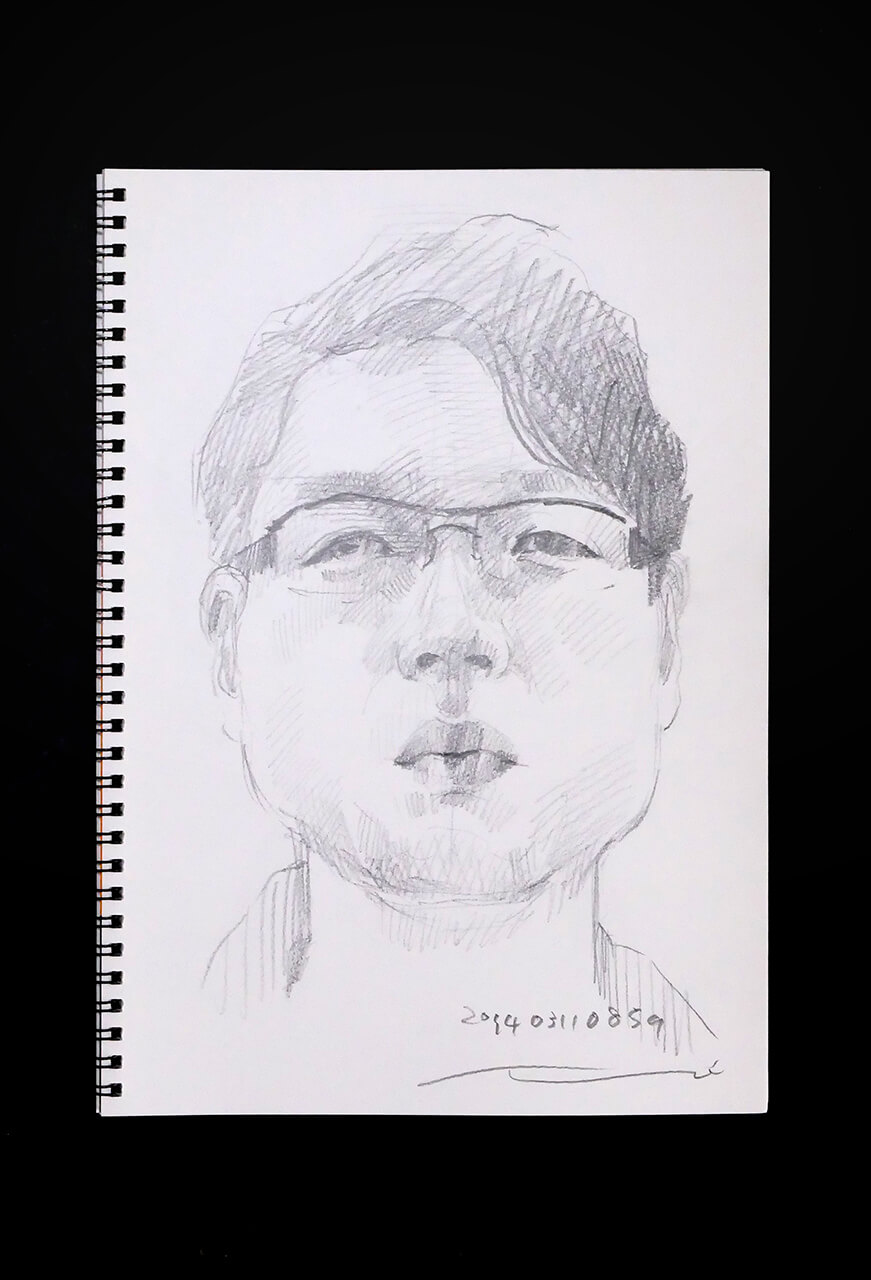 Contemporary artist SHINTAKU Tomoni's 2014/3/11 Self-portrait or pencil drawing