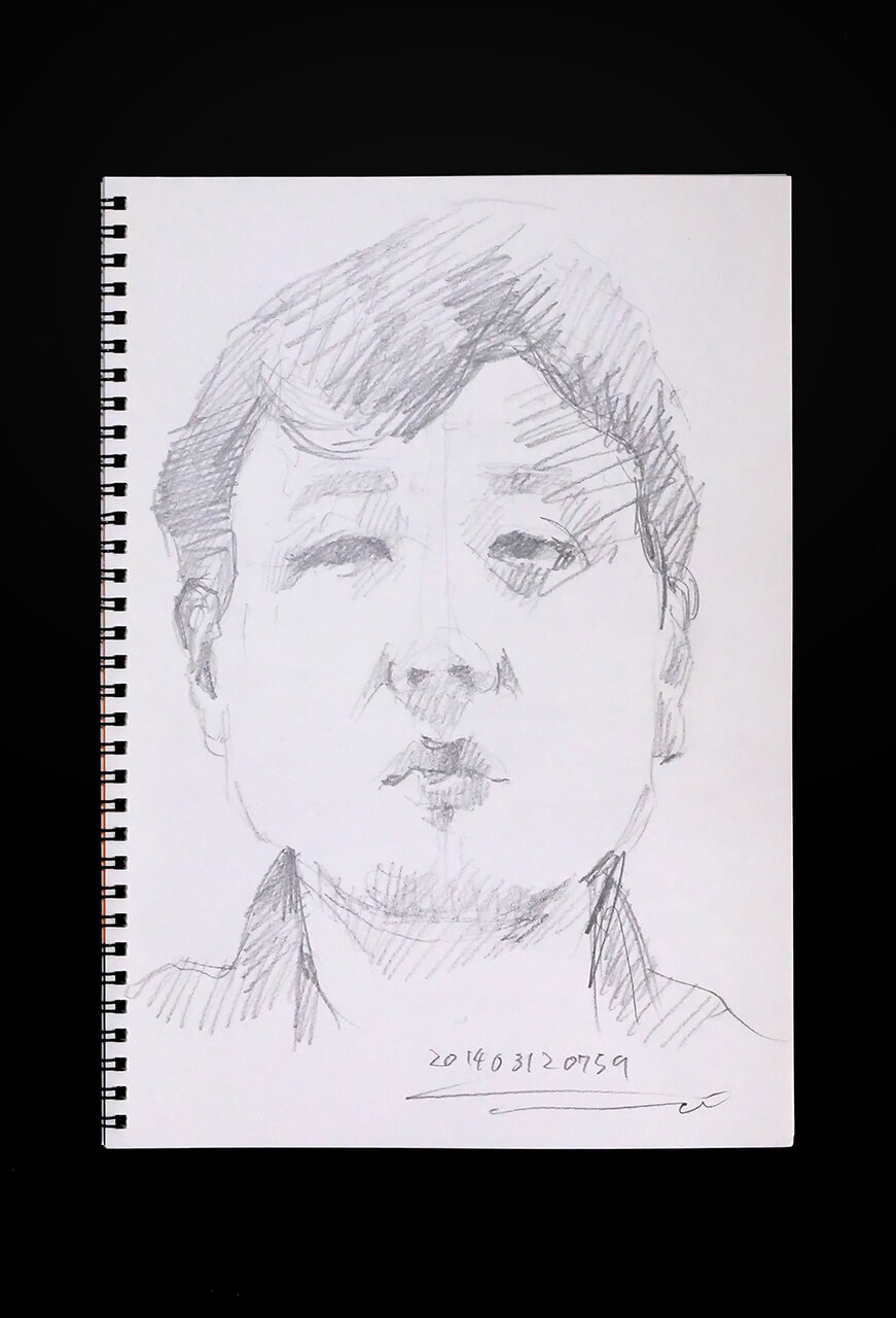 Contemporary artist SHINTAKU Tomoni's 2014/3/12 Self-portrait or pencil drawing