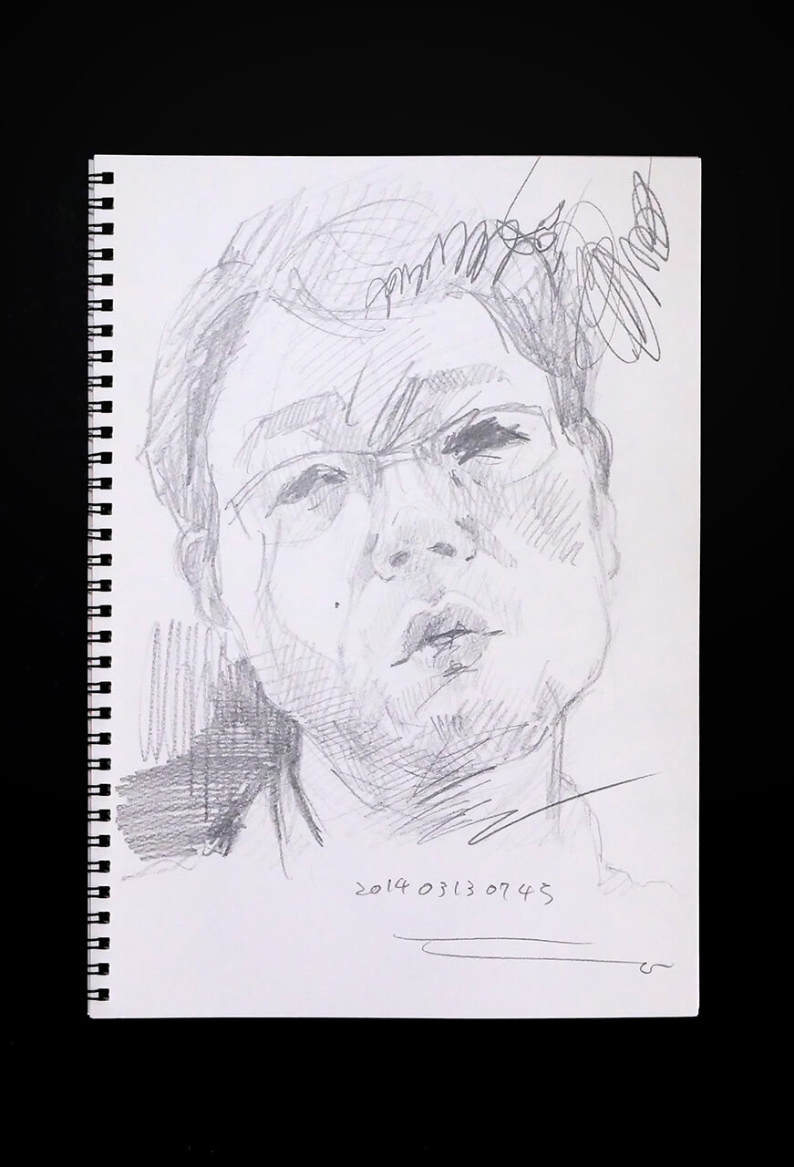 Contemporary artist SHINTAKU Tomoni's 2014/3/13 Self-portrait or pencil drawing