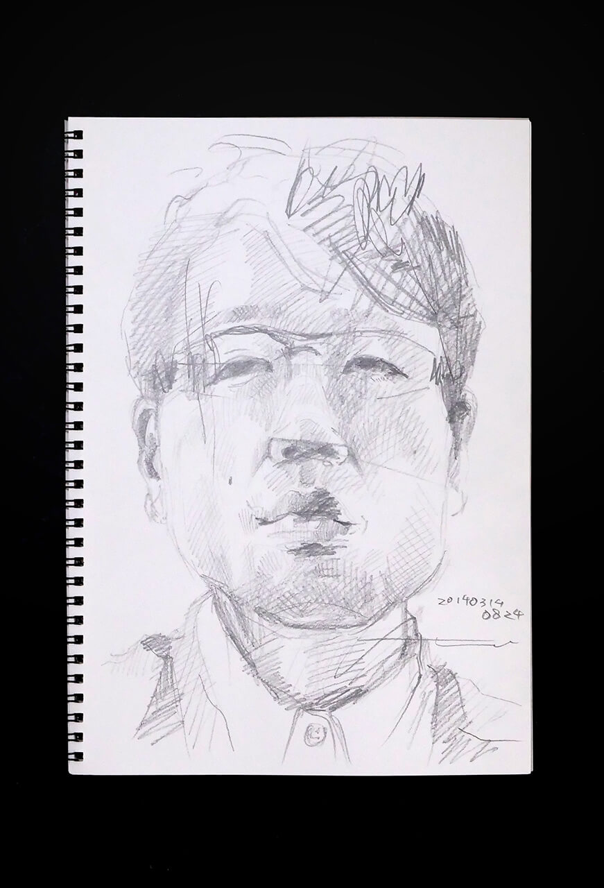 Contemporary artist SHINTAKU Tomoni's 2014/3/14 Self-portrait or pencil drawing