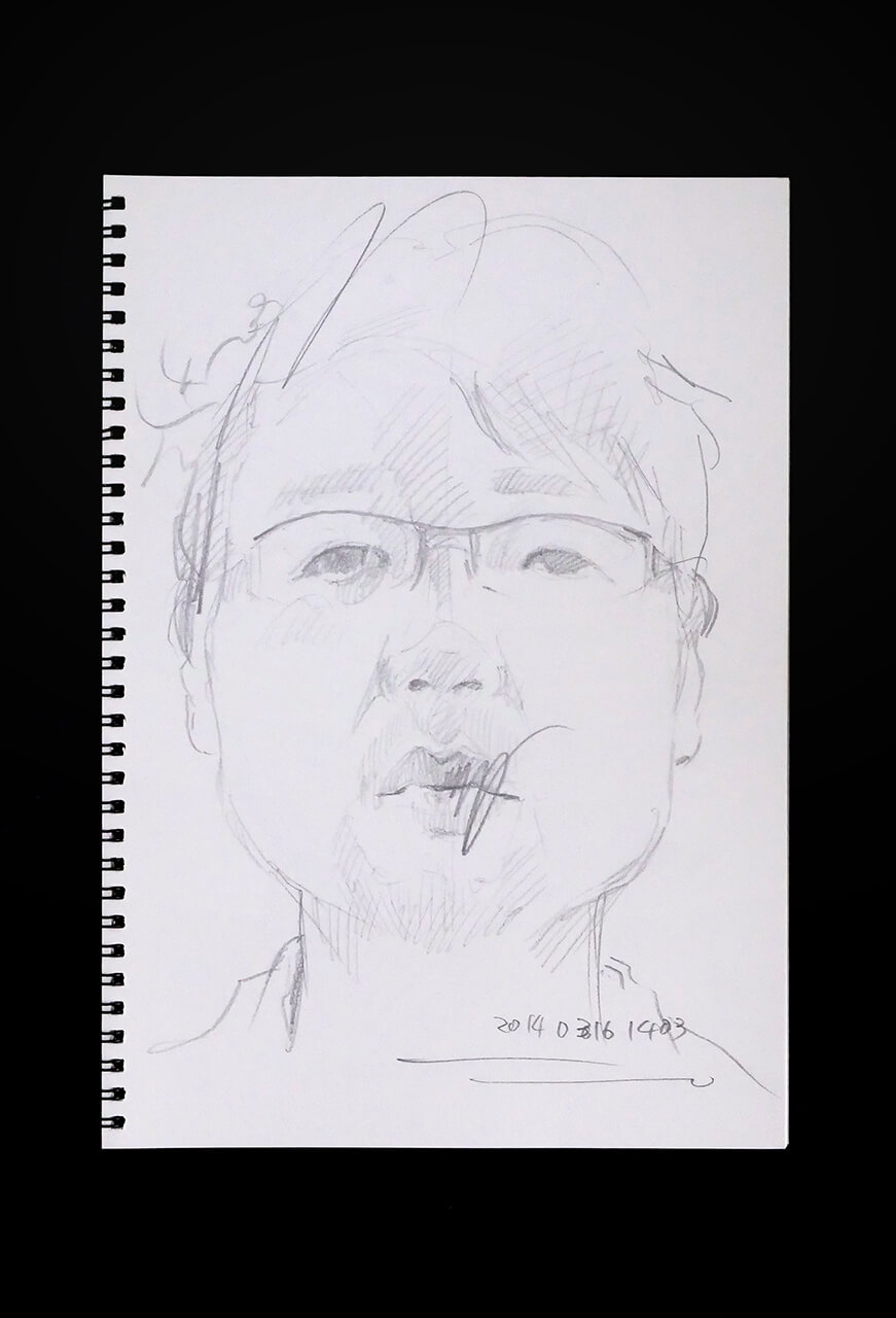 Contemporary artist SHINTAKU Tomoni's 2014/3/16 Self-portrait or pencil drawing
