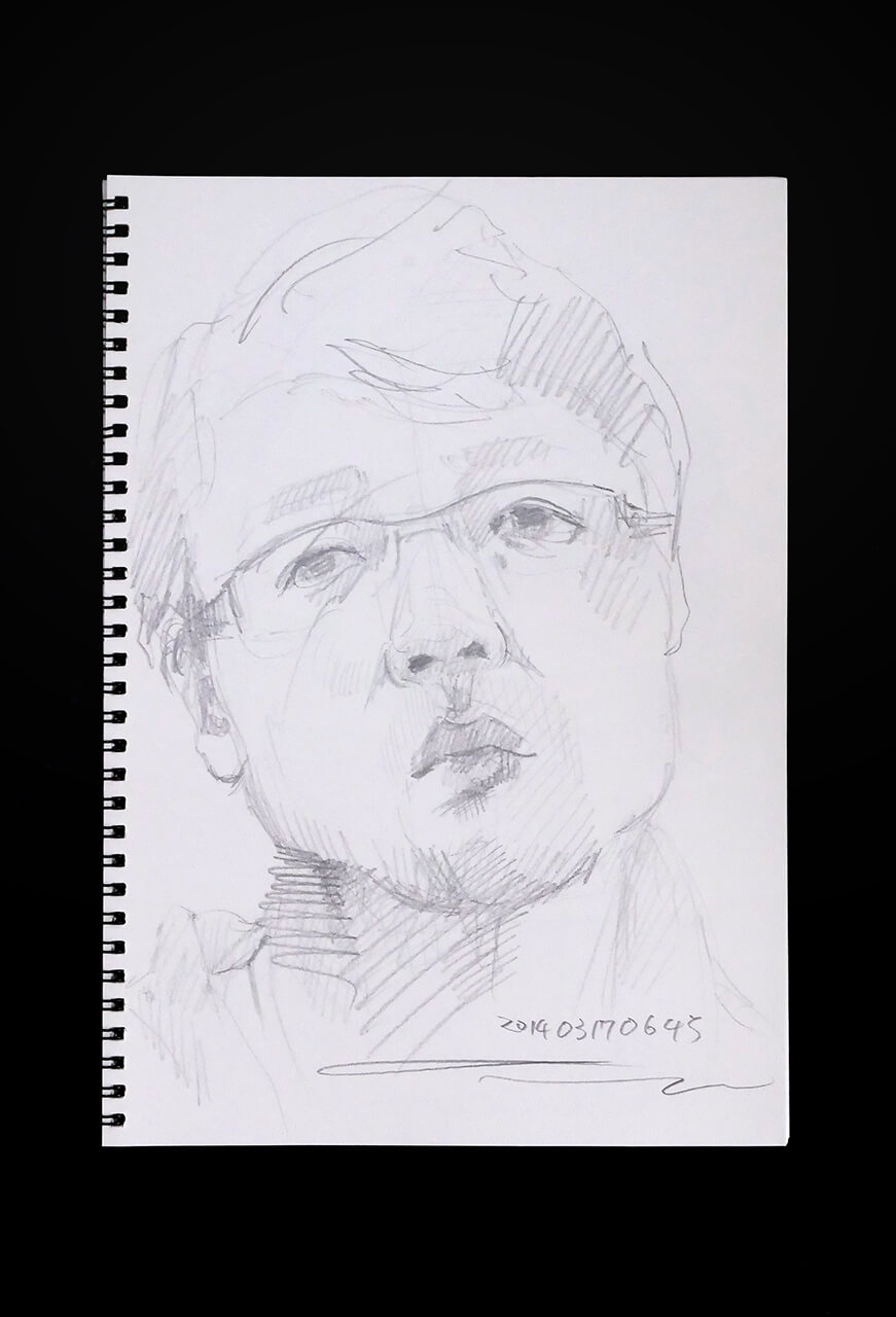 Contemporary artist SHINTAKU Tomoni's 2014/3/17 Self-portrait or pencil drawing
