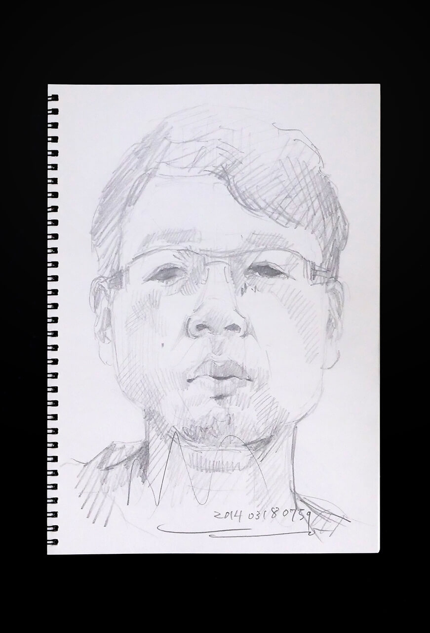 Contemporary artist SHINTAKU Tomoni's 2014/3/18 Self-portrait or pencil drawing