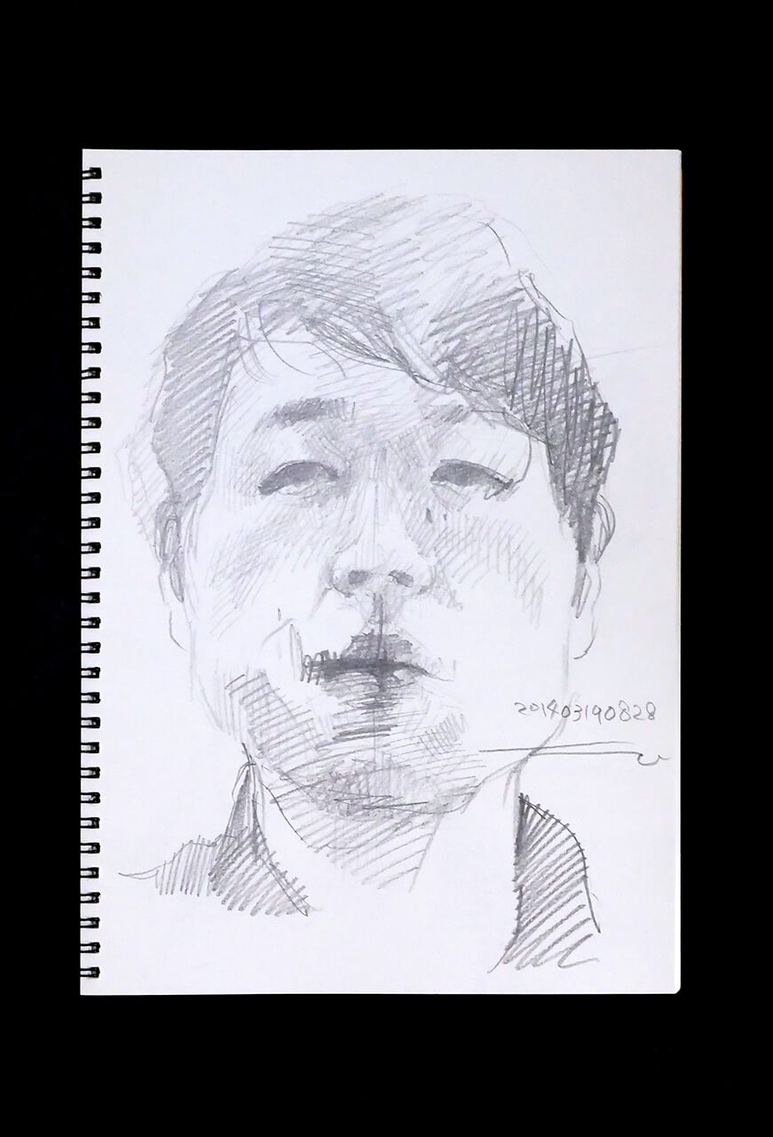 Contemporary artist SHINTAKU Tomoni's 2014/3/19 Self-portrait or pencil drawing