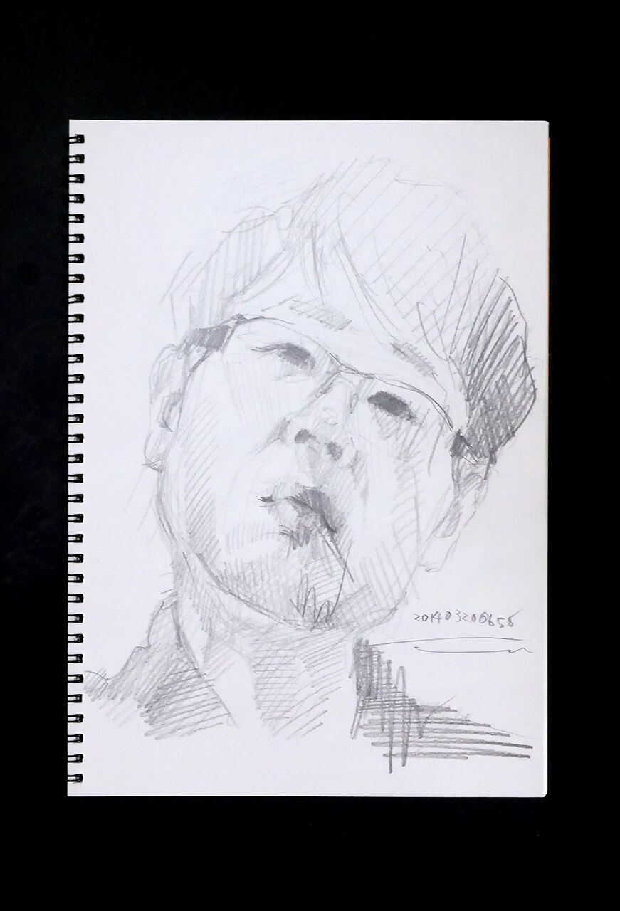 Contemporary artist SHINTAKU Tomoni's 2014/3/20 Self-portrait or pencil drawing