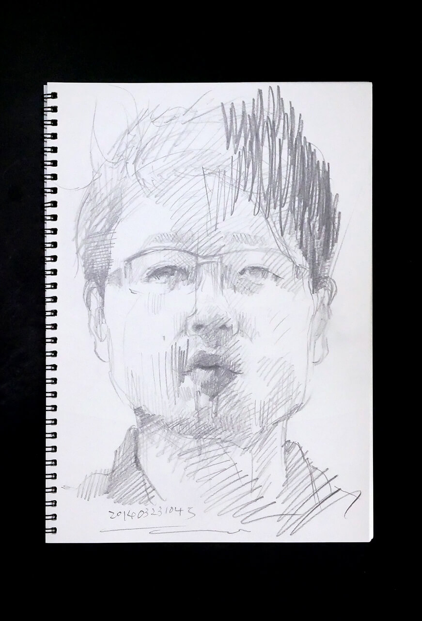 Contemporary artist SHINTAKU Tomoni's 2014/3/23 Self-portrait or pencil drawing