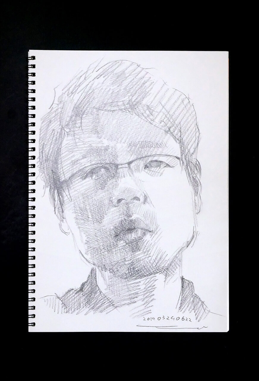 Contemporary artist SHINTAKU Tomoni's 2014/3/24 Self-portrait or pencil drawing