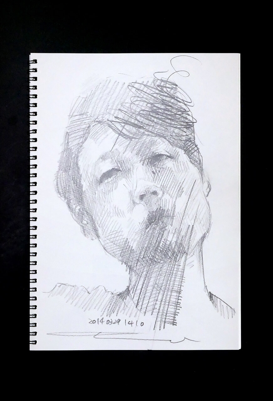 Contemporary artist SHINTAKU Tomoni's 2014/3/29 Self-portrait or pencil drawing