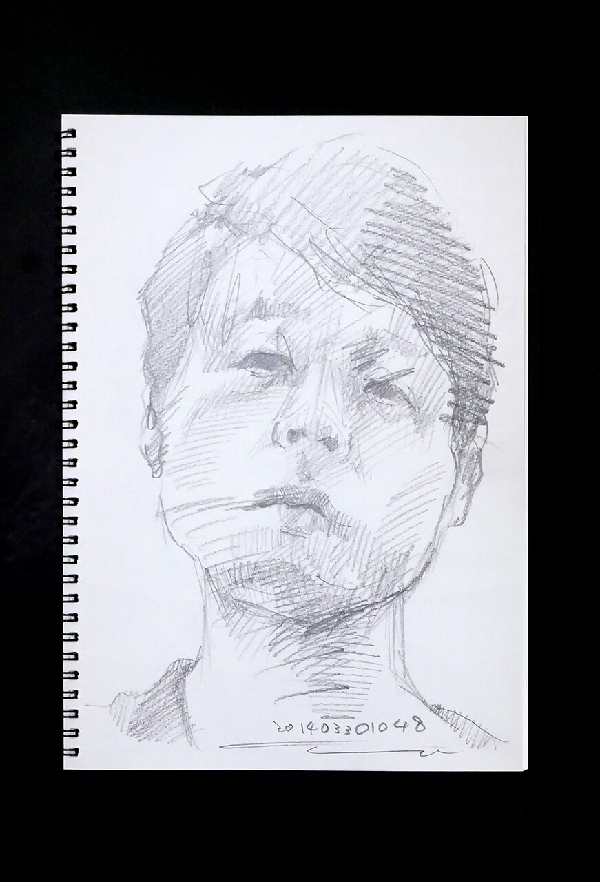 Contemporary artist SHINTAKU Tomoni's 2014/3/30 Self-portrait or pencil drawing