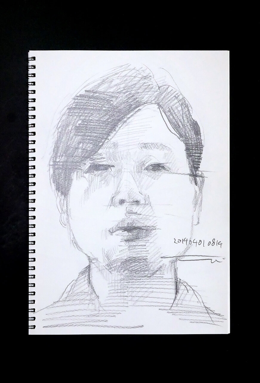 Contemporary artist SHINTAKU Tomoni's 2014/4/1 Self-portrait or pencil drawing