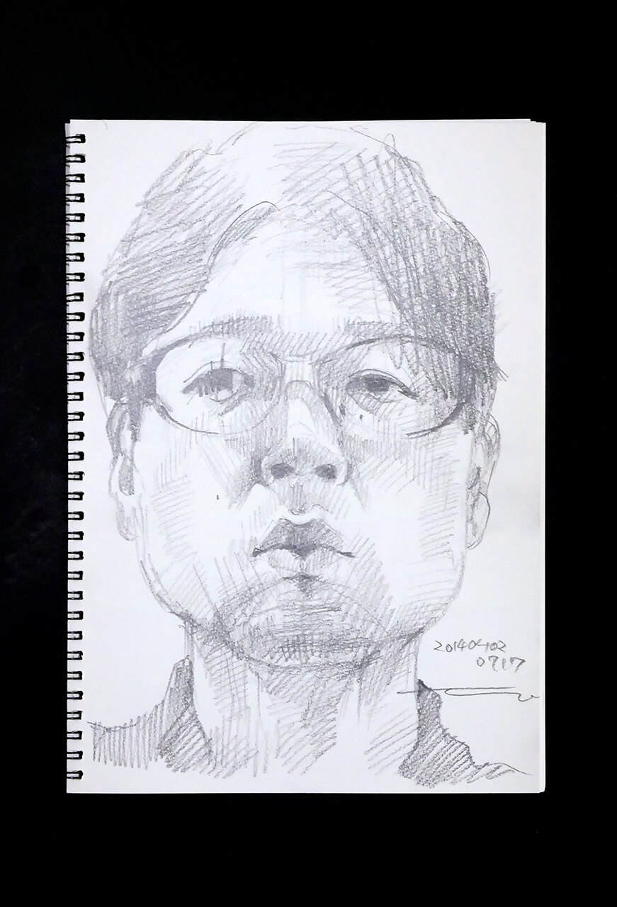 Contemporary artist SHINTAKU Tomoni's 2014/4/2 Self-portrait or pencil drawing