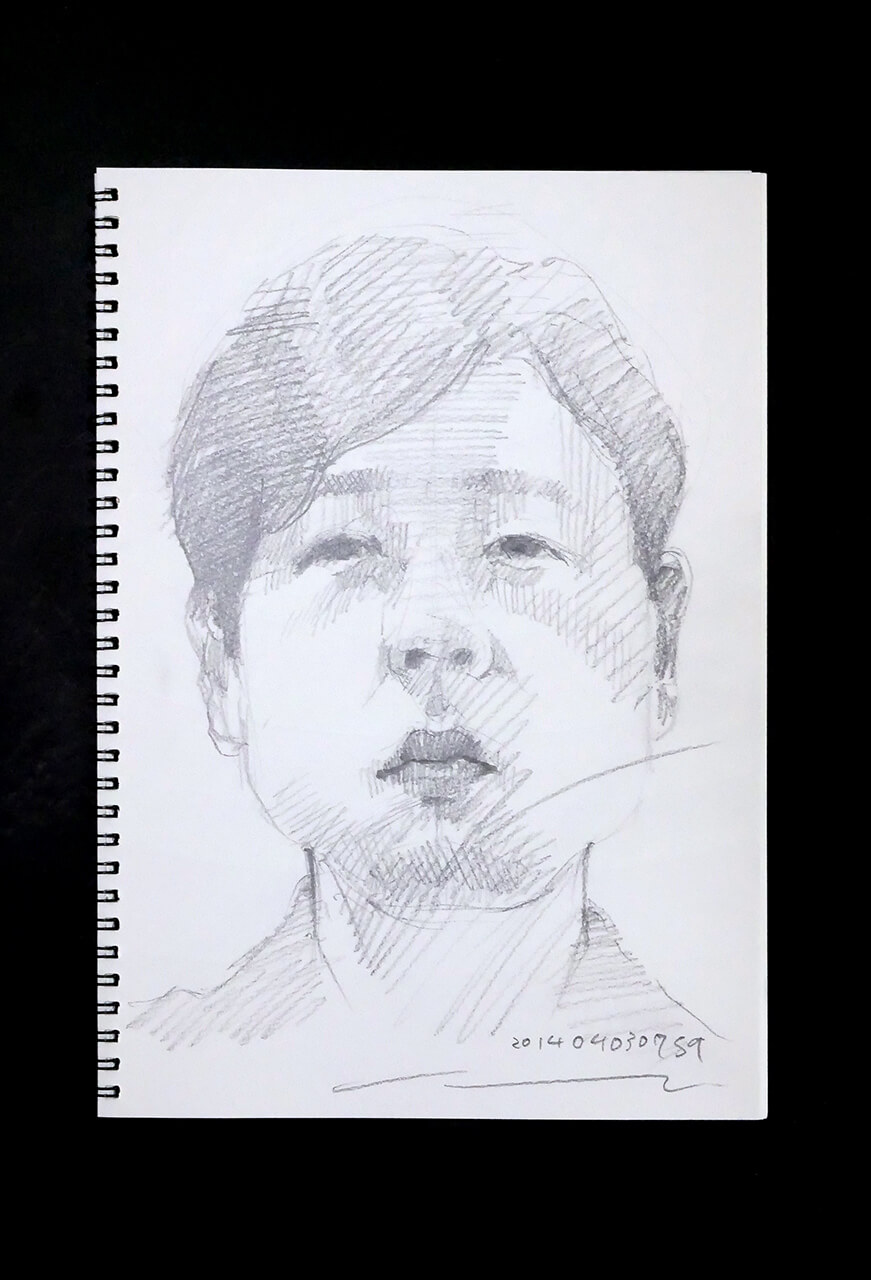 Contemporary artist SHINTAKU Tomoni's 2014/4/3 Self-portrait or pencil drawing