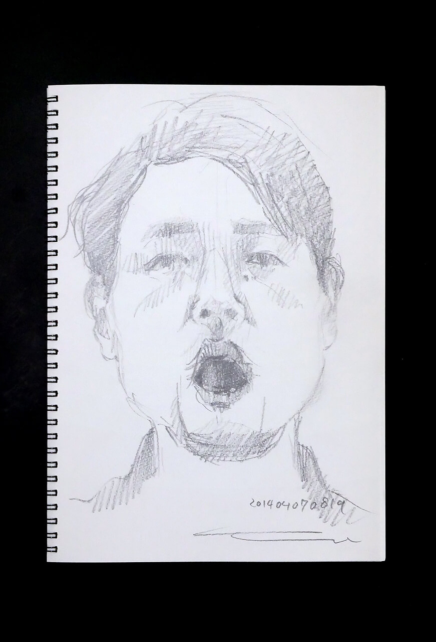 Contemporary artist SHINTAKU Tomoni's 2014/4/7 Self-portrait or pencil drawing