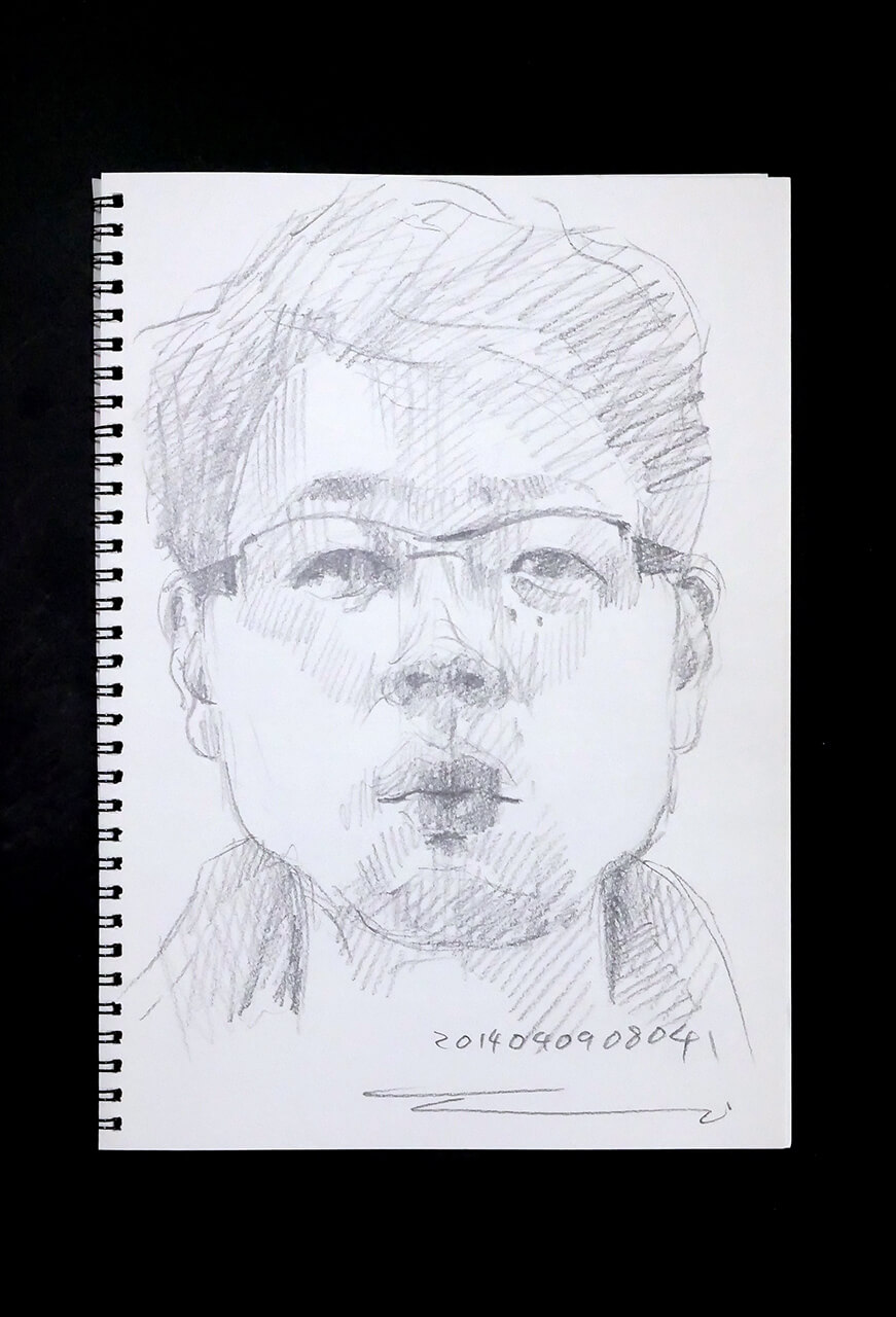 Contemporary artist SHINTAKU Tomoni's 2014/4/9 Self-portrait or pencil drawing