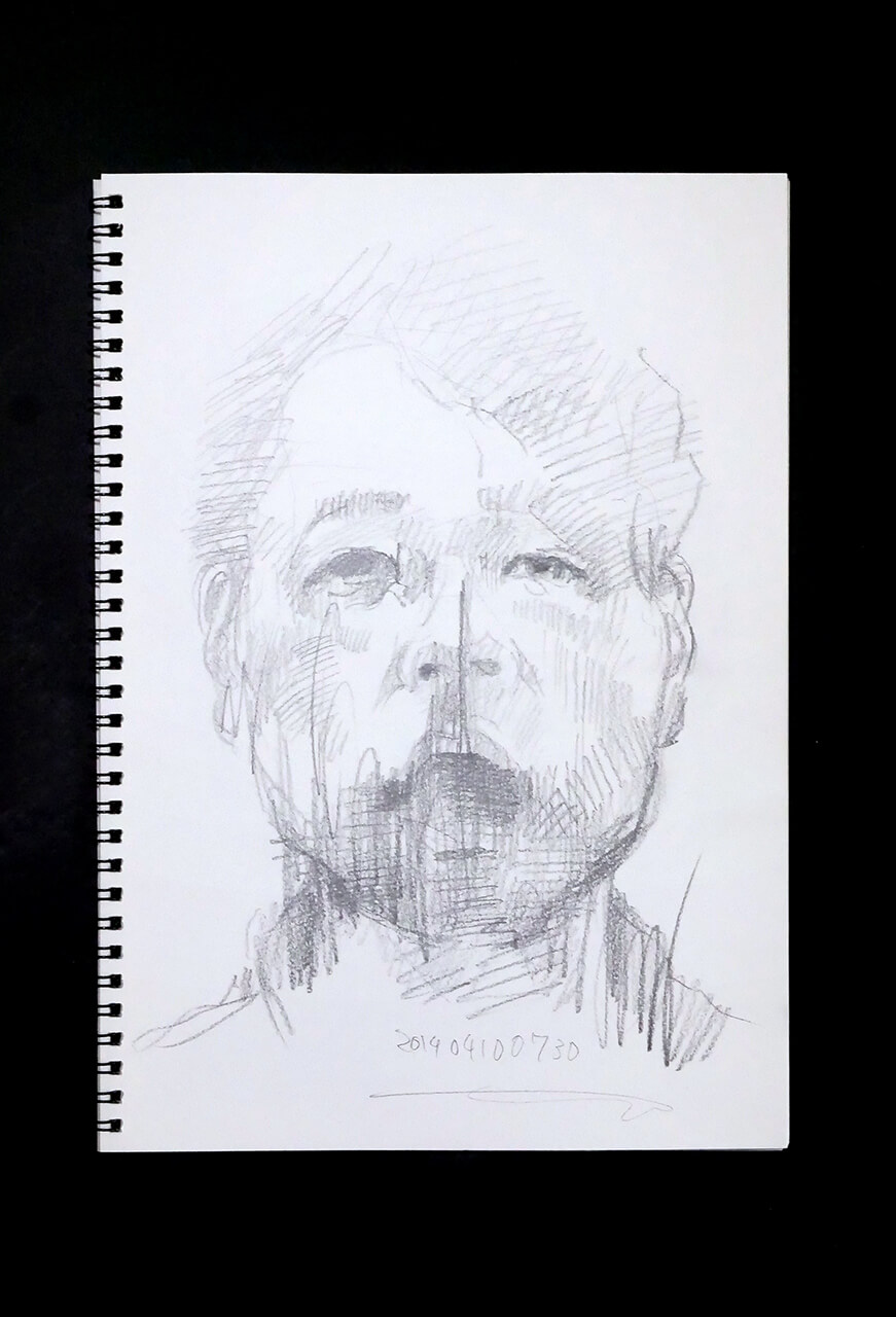 Contemporary artist SHINTAKU Tomoni's 2014/4/10 Self-portrait or pencil drawing