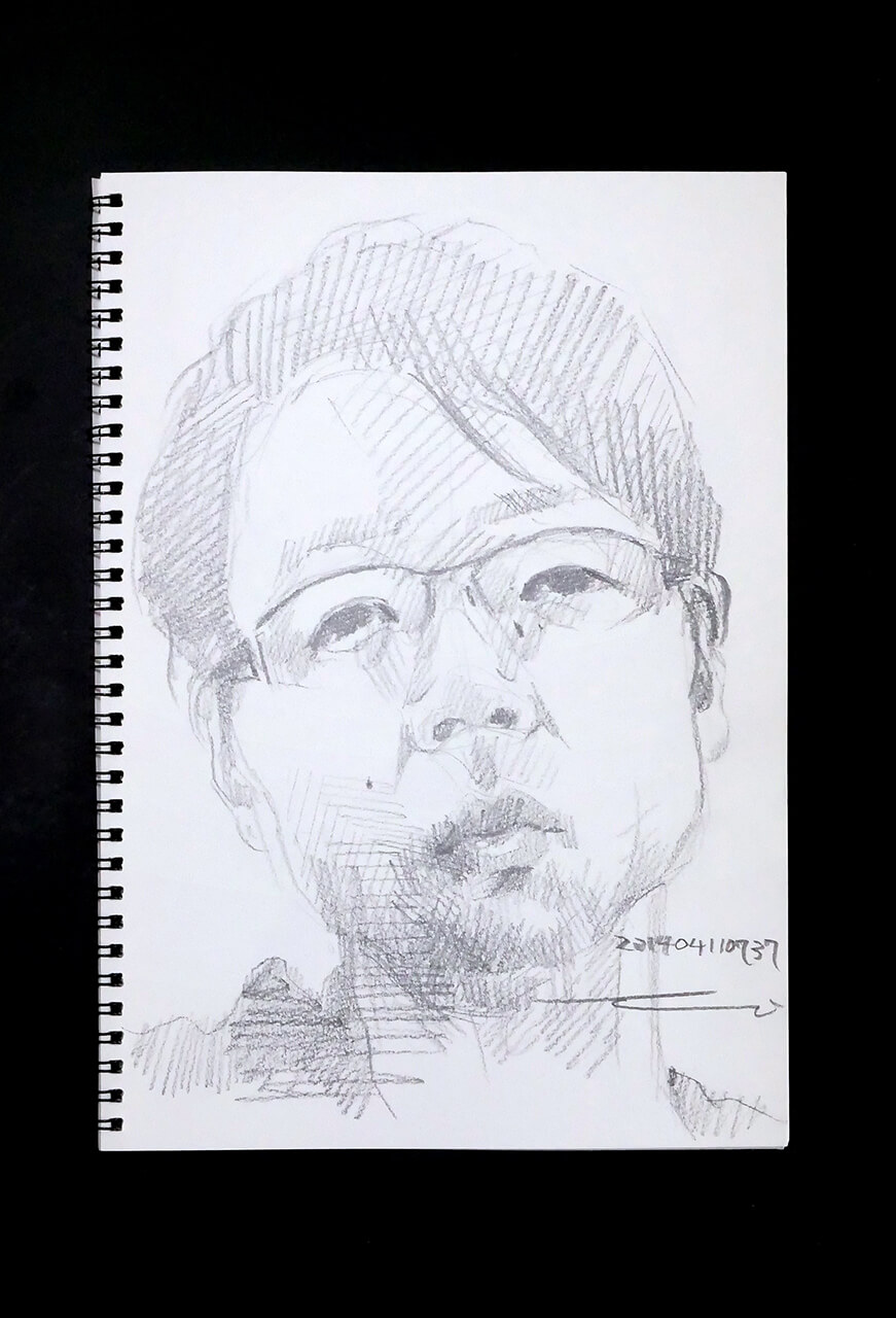 Contemporary artist SHINTAKU Tomoni's 2014/4/11 Self-portrait or pencil drawing