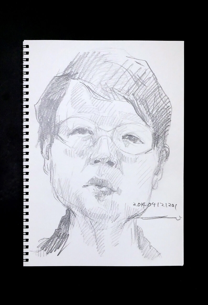 Contemporary artist SHINTAKU Tomoni's 2014/4/12 Self-portrait or pencil drawing