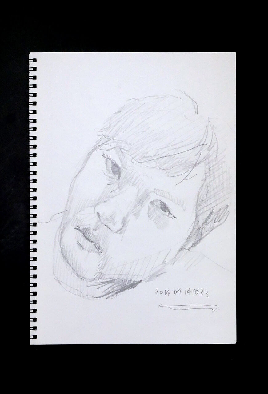 Contemporary artist SHINTAKU Tomoni's 2014/4/14 Self-portrait or pencil drawing