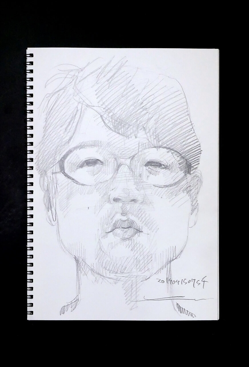 Contemporary artist SHINTAKU Tomoni's 2014/4/15 Self-portrait or pencil drawing