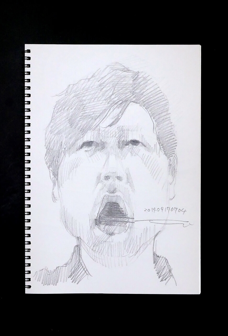 Contemporary artist SHINTAKU Tomoni's 2014/4/17 Self-portrait or pencil drawing