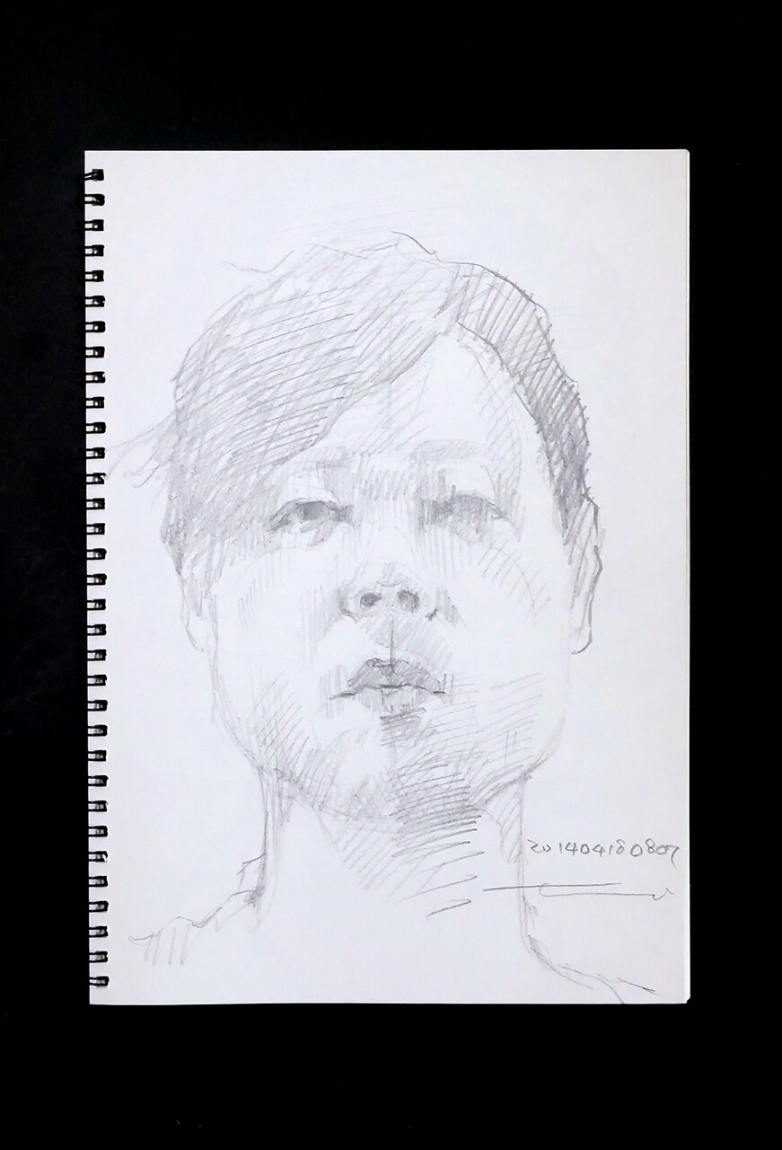 Contemporary artist SHINTAKU Tomoni's 2014/4/18 Self-portrait or pencil drawing