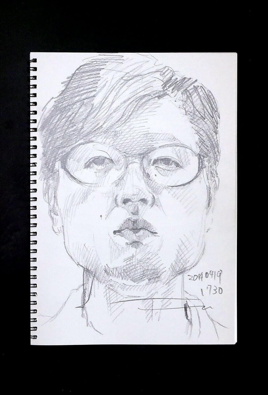 Contemporary artist SHINTAKU Tomoni's 2014/4/19 Self-portrait or pencil drawing