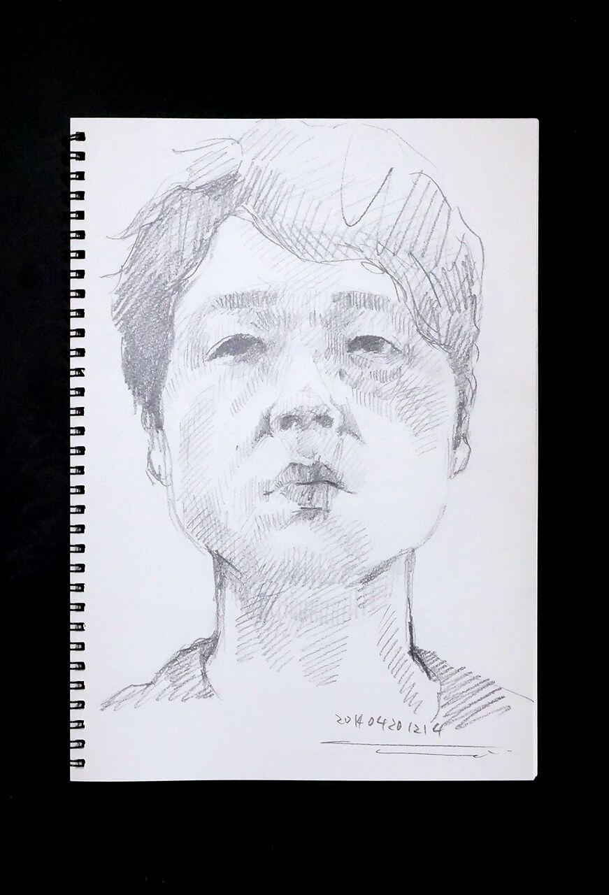 Contemporary artist SHINTAKU Tomoni's 2014/4/20 Self-portrait or pencil drawing
