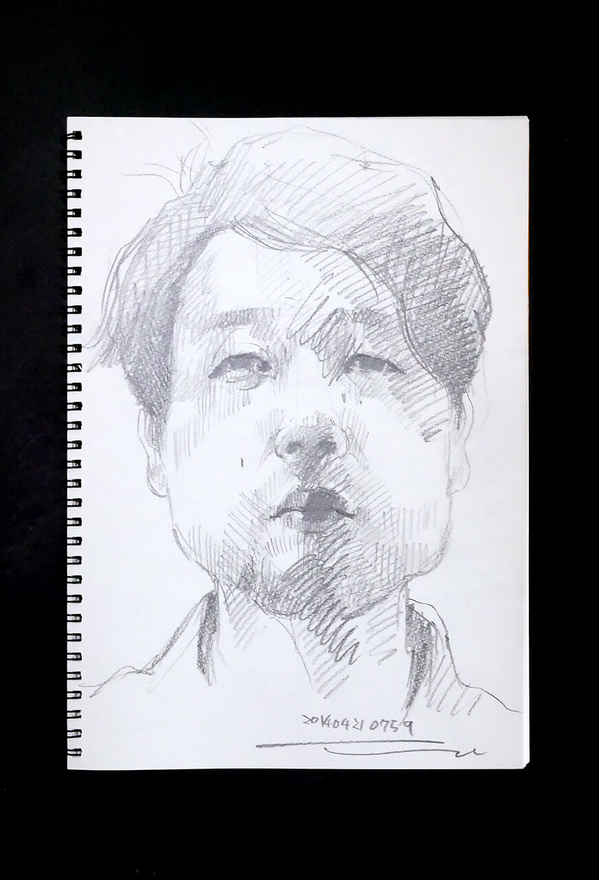 Contemporary artist SHINTAKU Tomoni's 2014/4/21 Self-portrait or pencil drawing