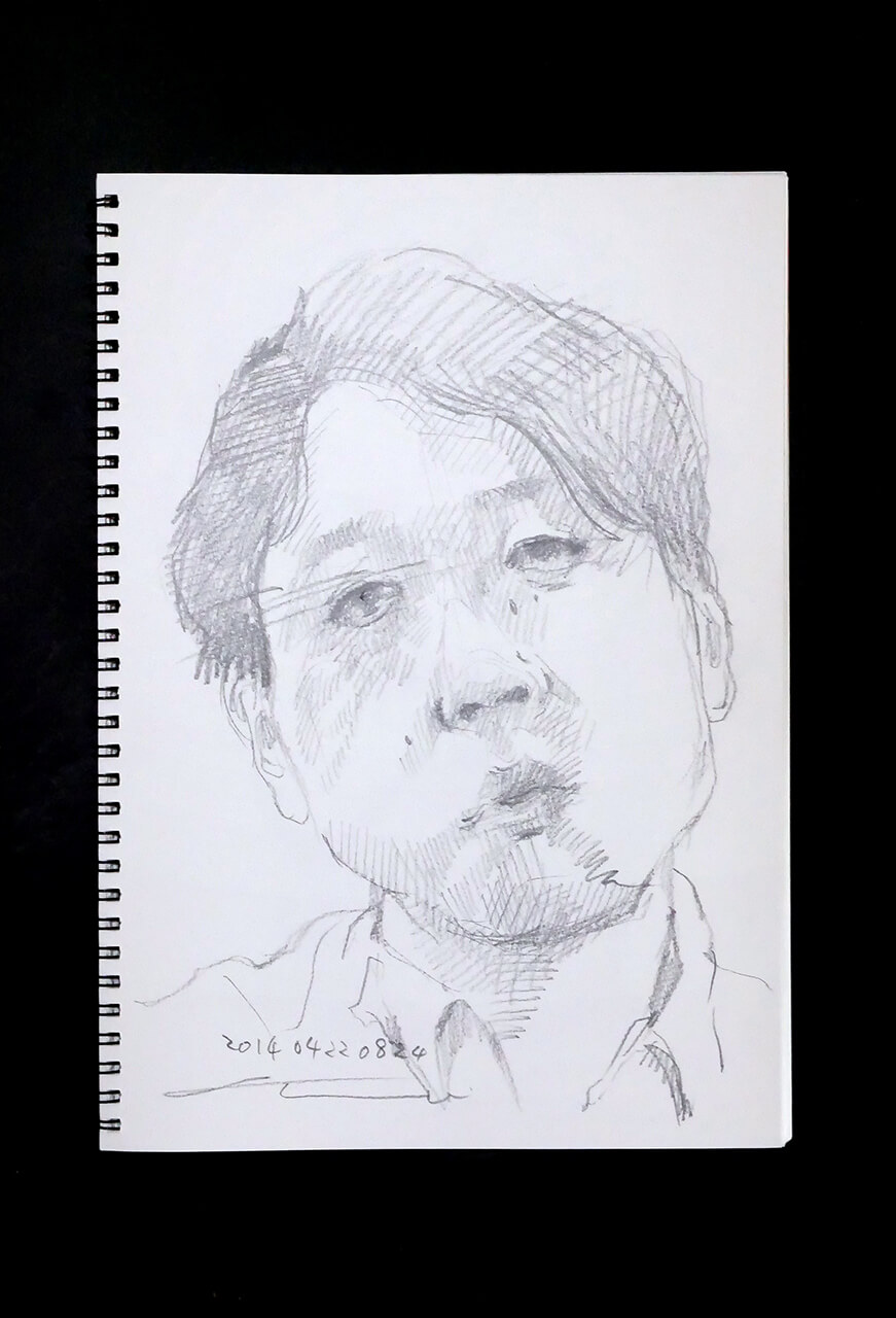Contemporary artist SHINTAKU Tomoni's 2014/4/22 Self-portrait or pencil drawing