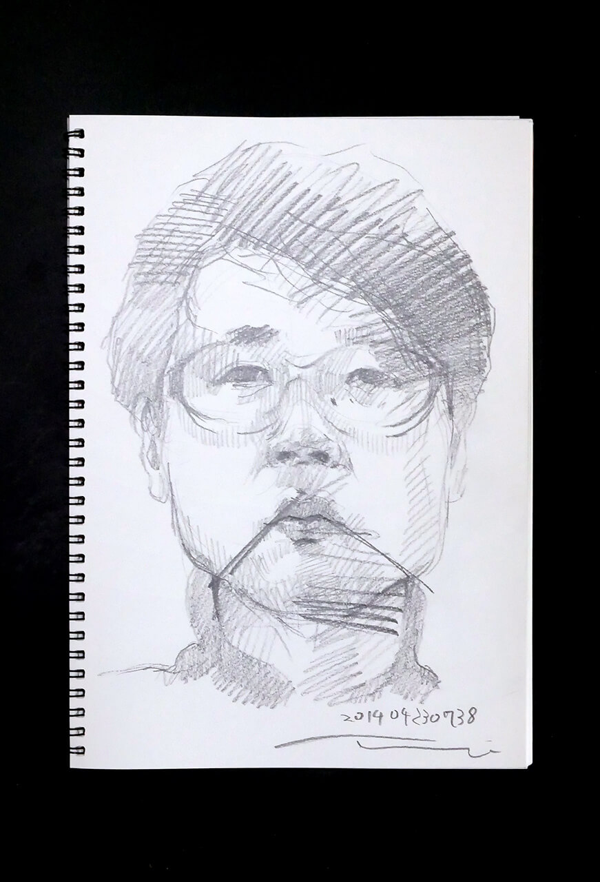 Contemporary artist SHINTAKU Tomoni's 2014/4/23 Self-portrait or pencil drawing